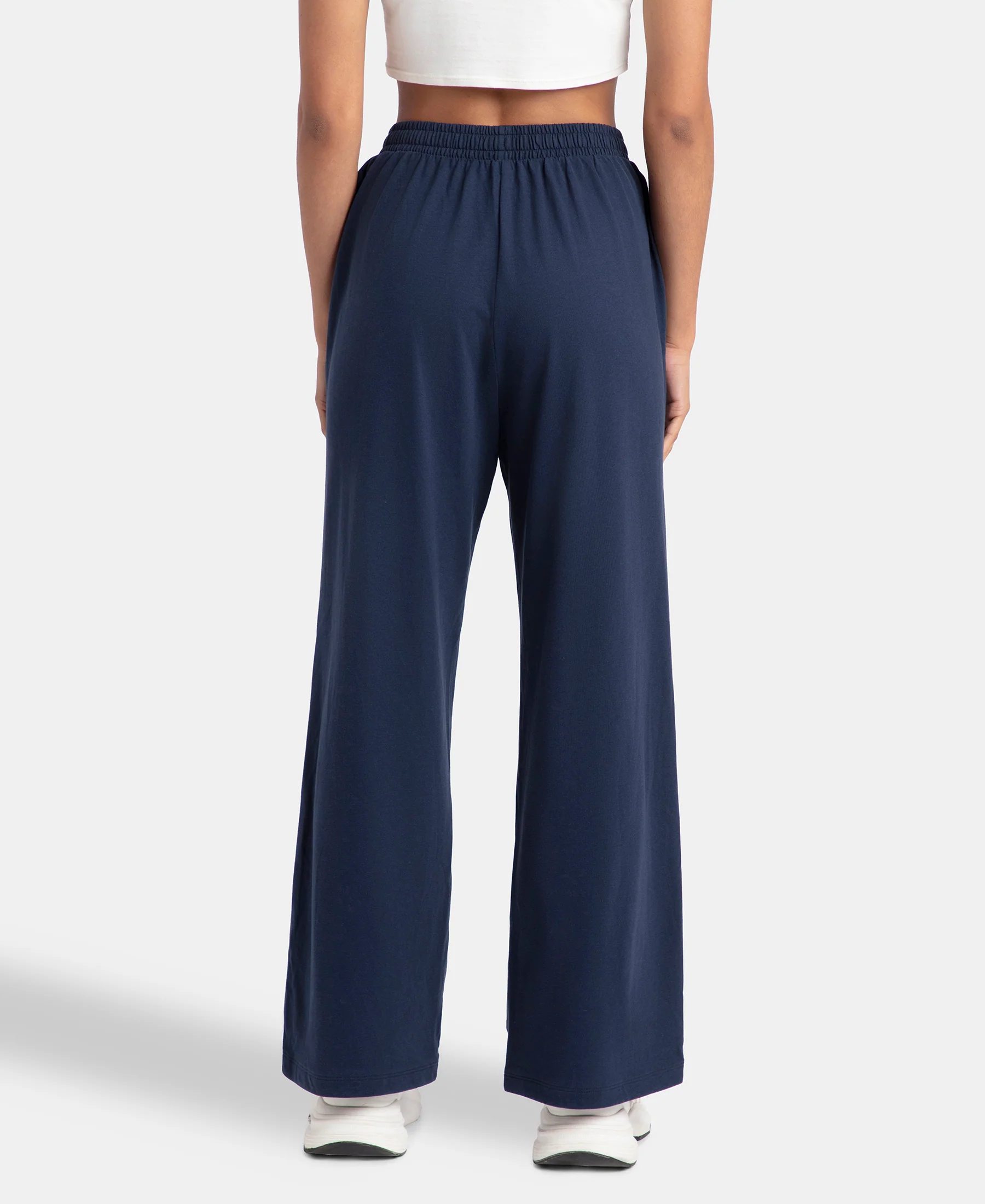 Super Combed Cotton Rich Straight Fit Wide Leg Pants - Navy Blazer - Image 3