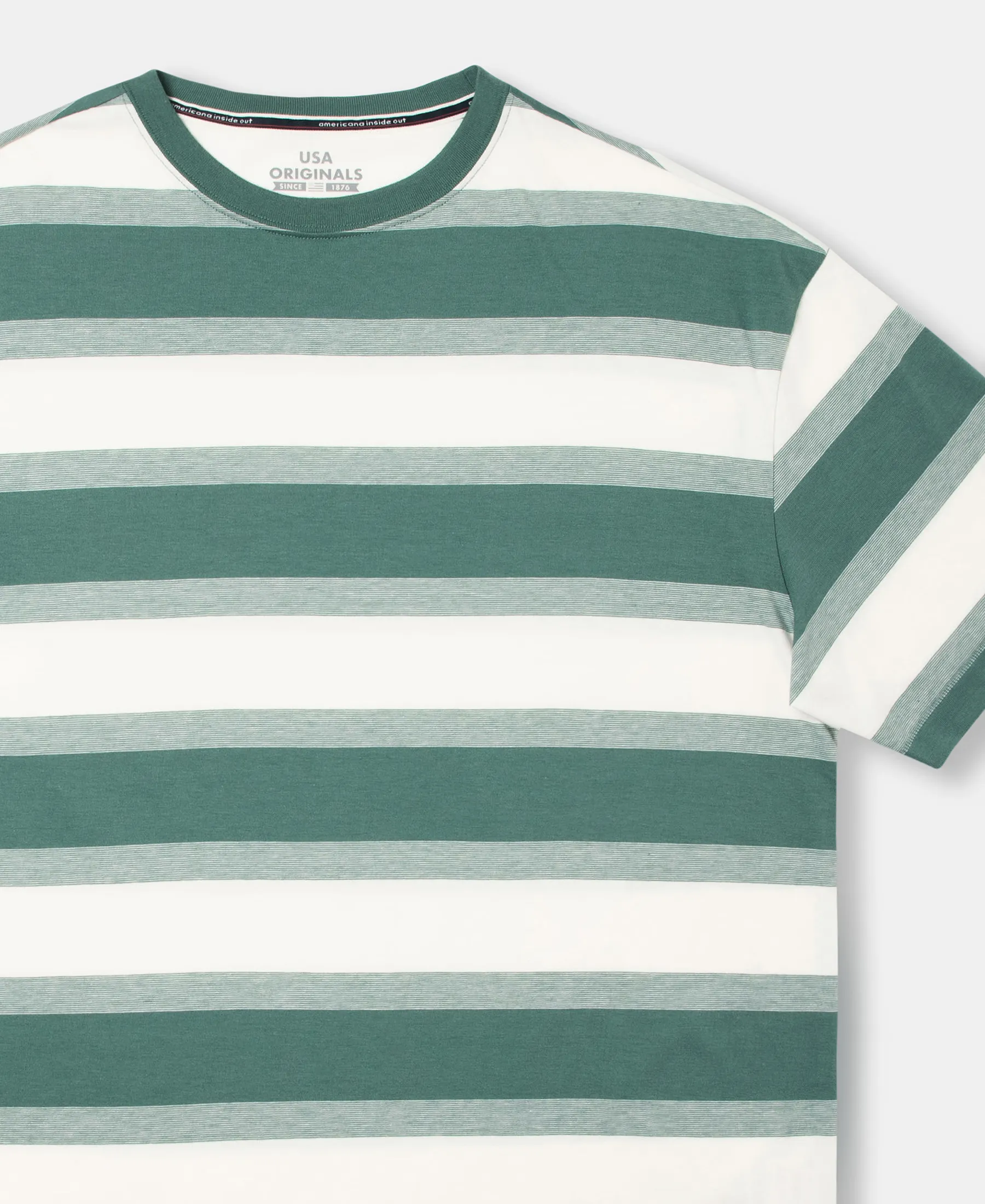 Super Combed Cotton Rich Striped Oversized T-Shirt - Ecru & Green Spruce - Image 8