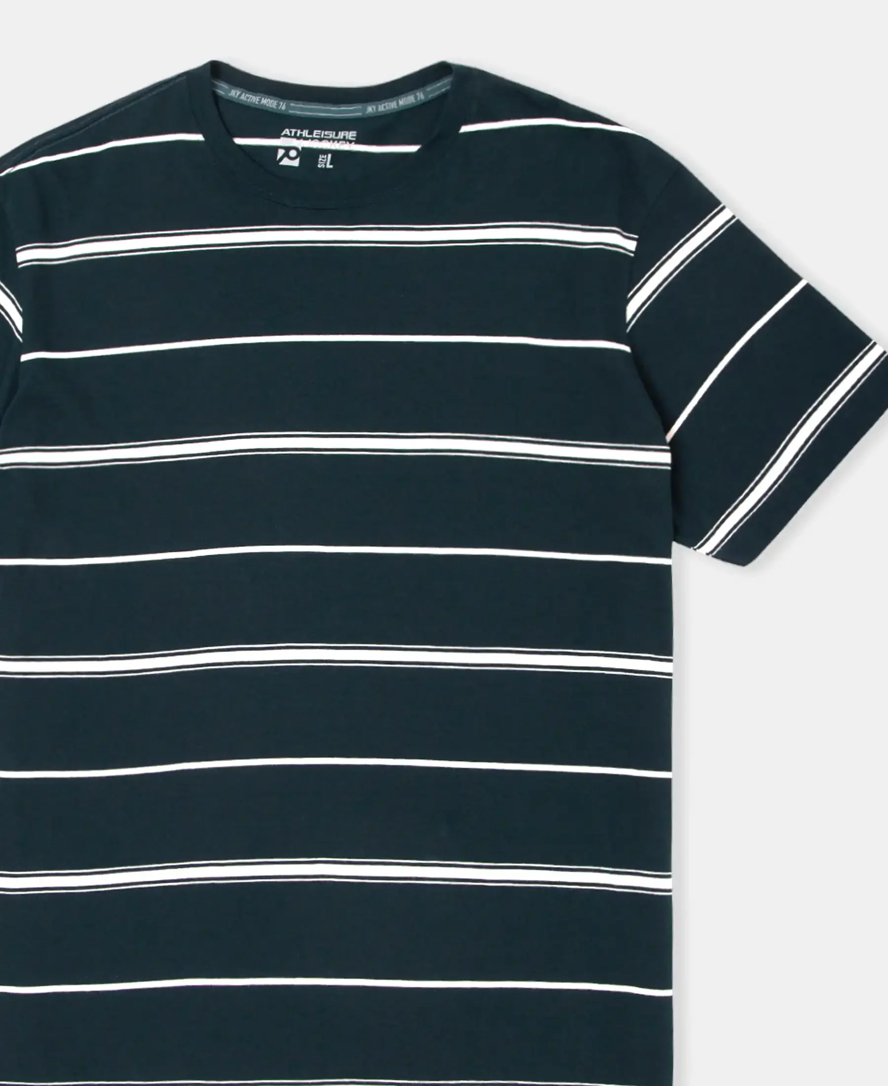Super Combed Cotton Rich Striped Round Neck Half Sleeve T-Shirt - Navy & Ecru - Image 9