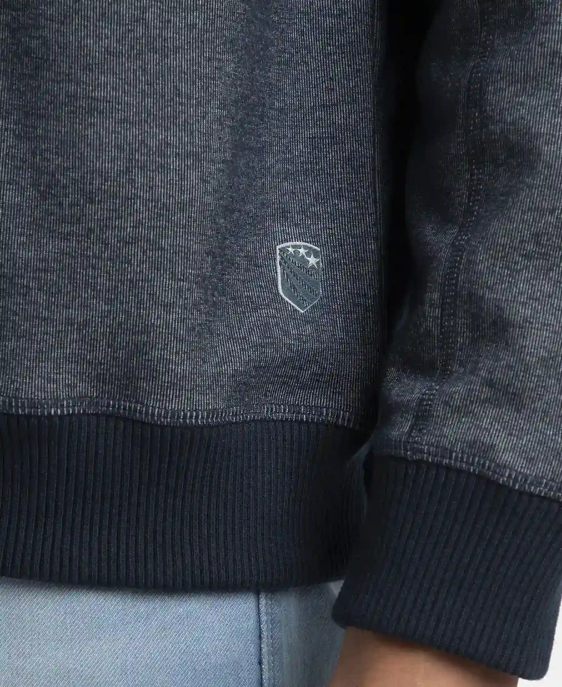 Super Combed Cotton Rich Sweatshirt with Ribbed Cuffs - Navy - Image 7