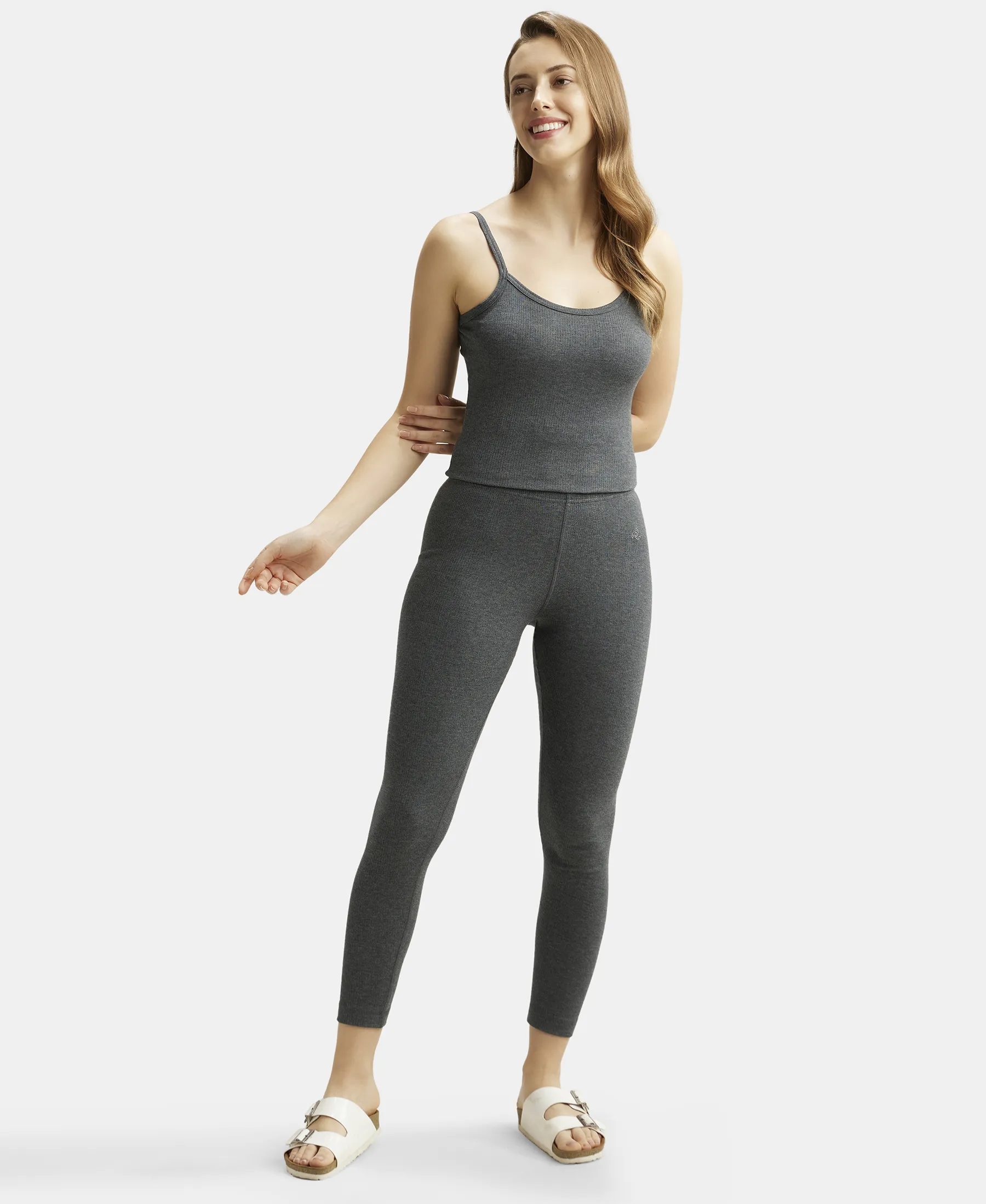 Extra Warmth Super Combed Cotton Rich Thermal Leggings with StayWarm Technology - Charcoal Melange - Image 6