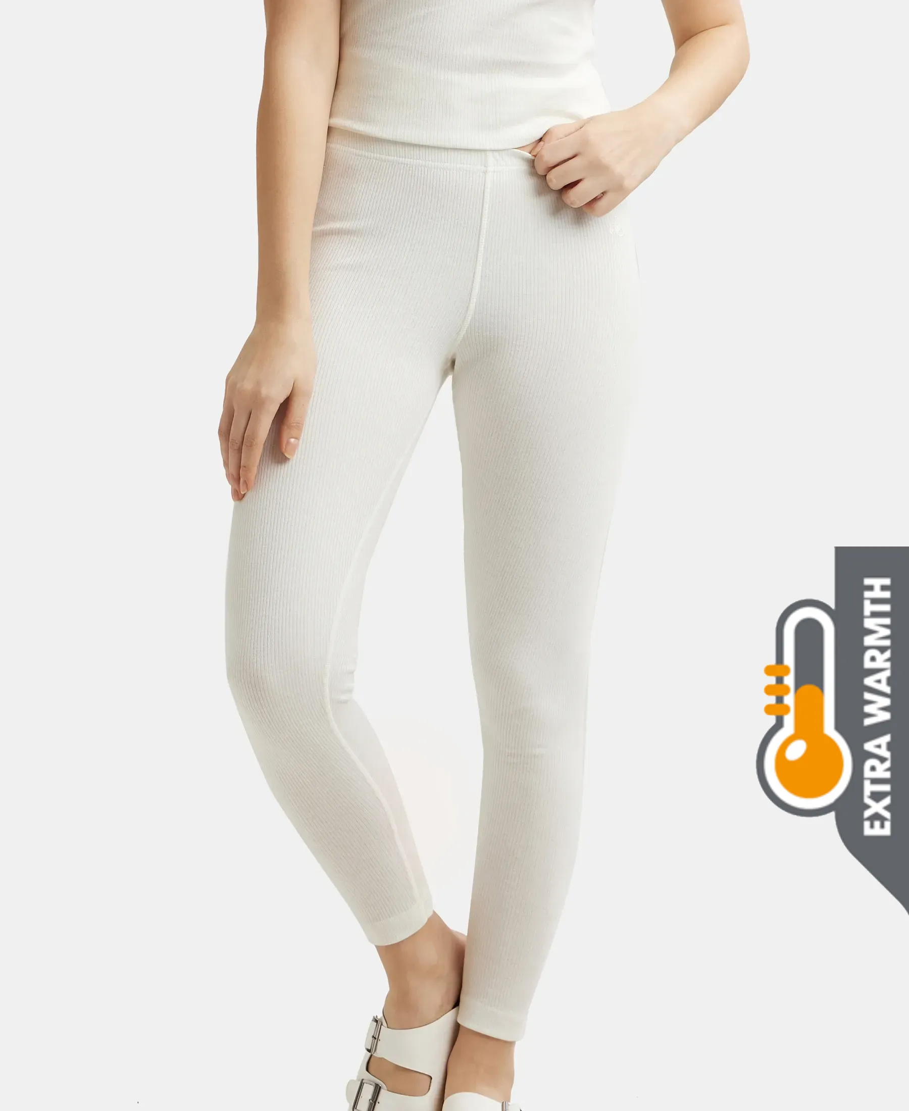 Extra Warmth Super Combed Cotton Rich Thermal Leggings with StayWarm Technology - Off White - Image 5