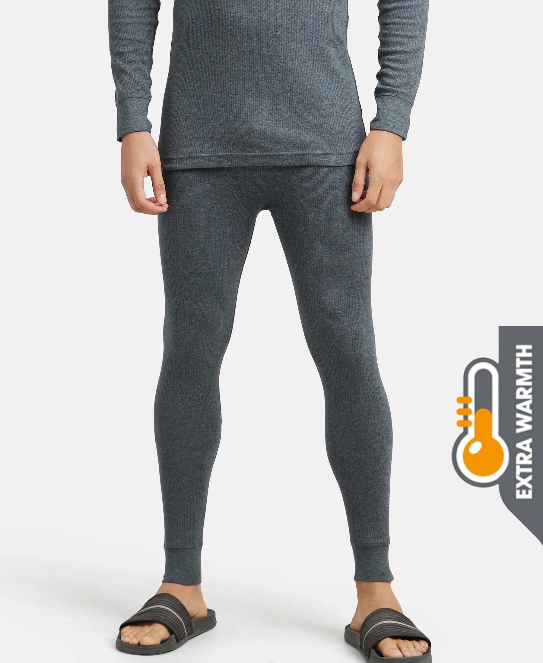 Extra Warmth Super Combed Cotton Rich Thermal Long Johns with StayWarm Technology - Charcoal Melange - Image 5