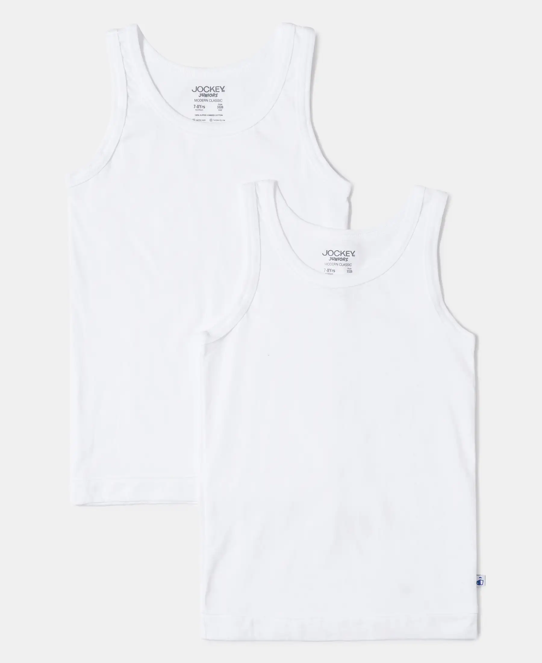 Super Combed Cotton Round Neck Sleeveless Vest - White (Pack of 2)