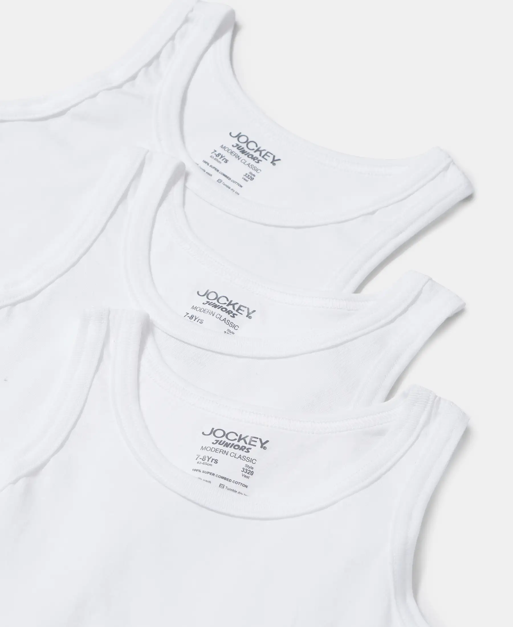 Super Combed Cotton Round Neck Sleeveless Vest - White (Pack of 3)