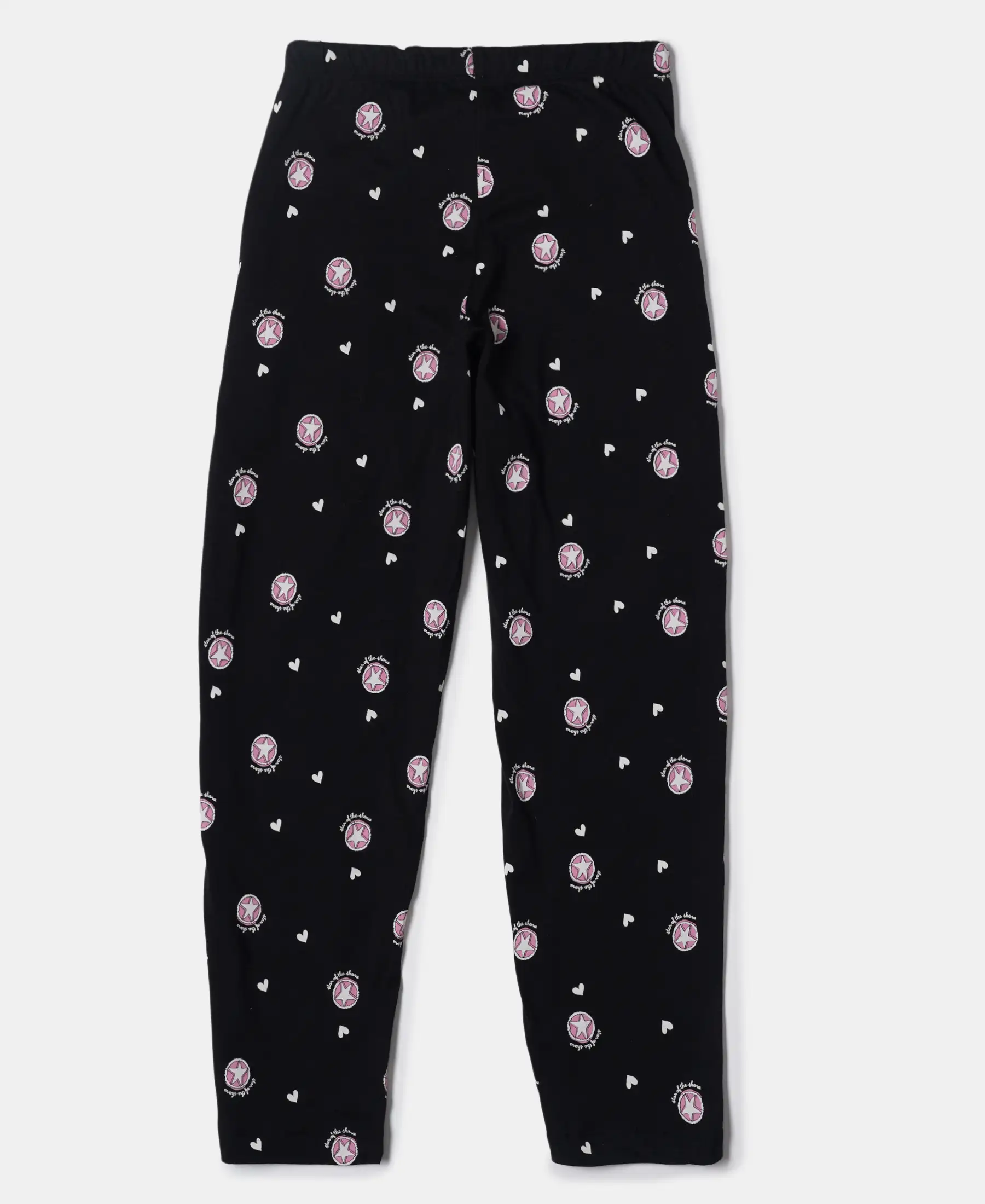 Girl's Super Combed Cotton Short Sleeve T-Shirt and Printed Pyjama Set - Black - Image 8