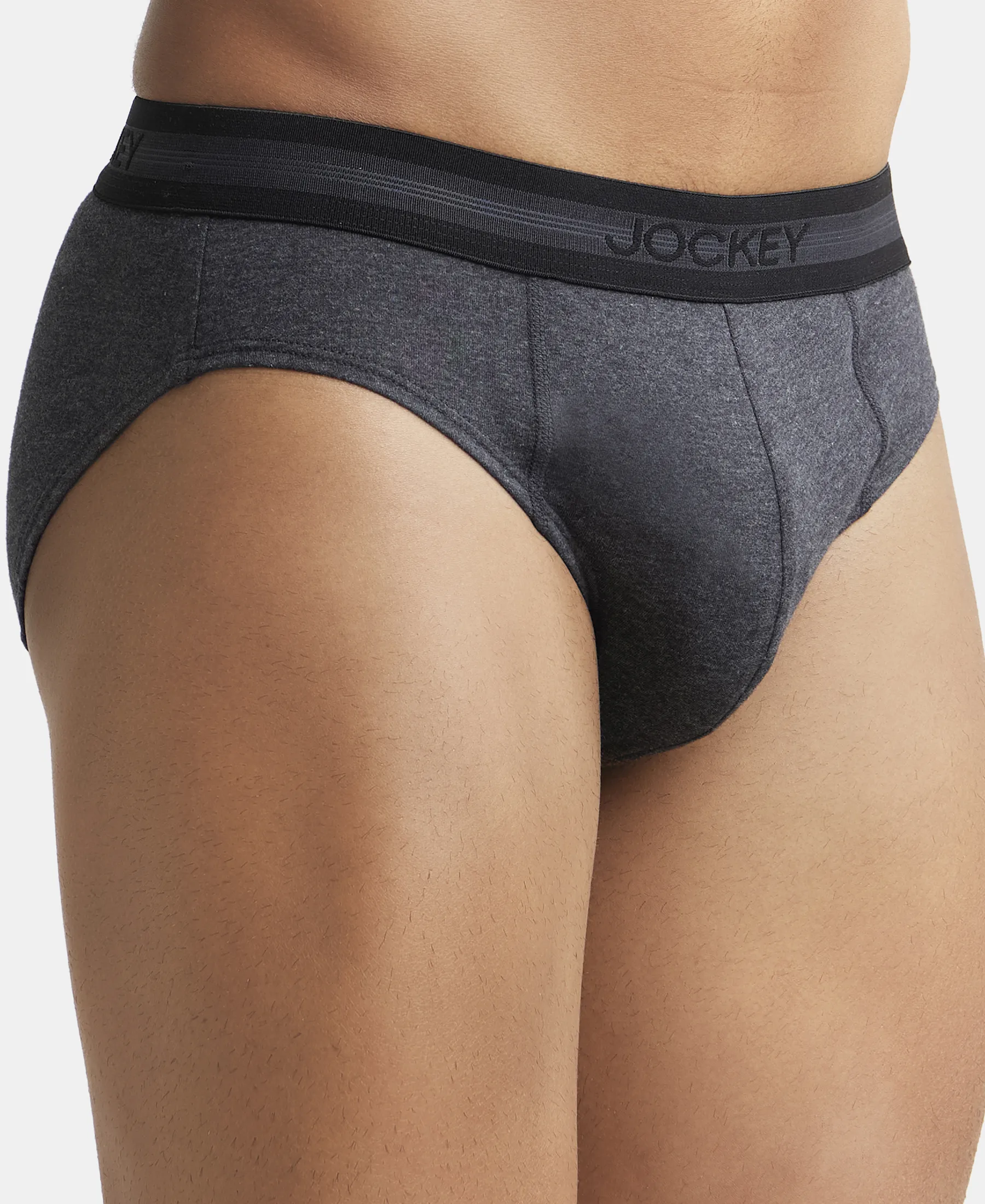 Super Combed Cotton Solid Brief with Stay Fresh Treatment - Black Melange (Pack of 2) - Image 6