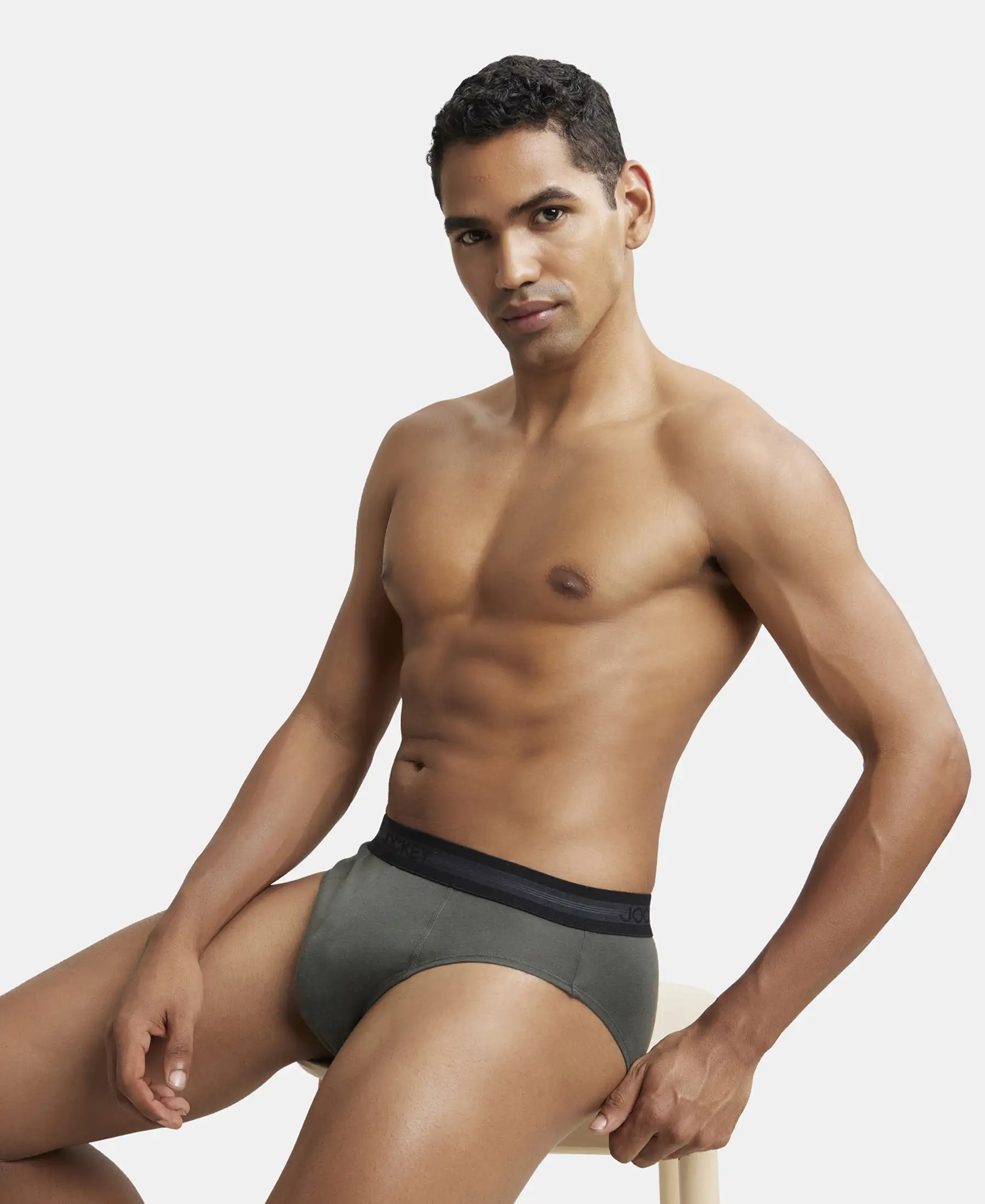 Super Combed Cotton Solid Brief with Stay Fresh Treatment - Deep Olive - Image 5