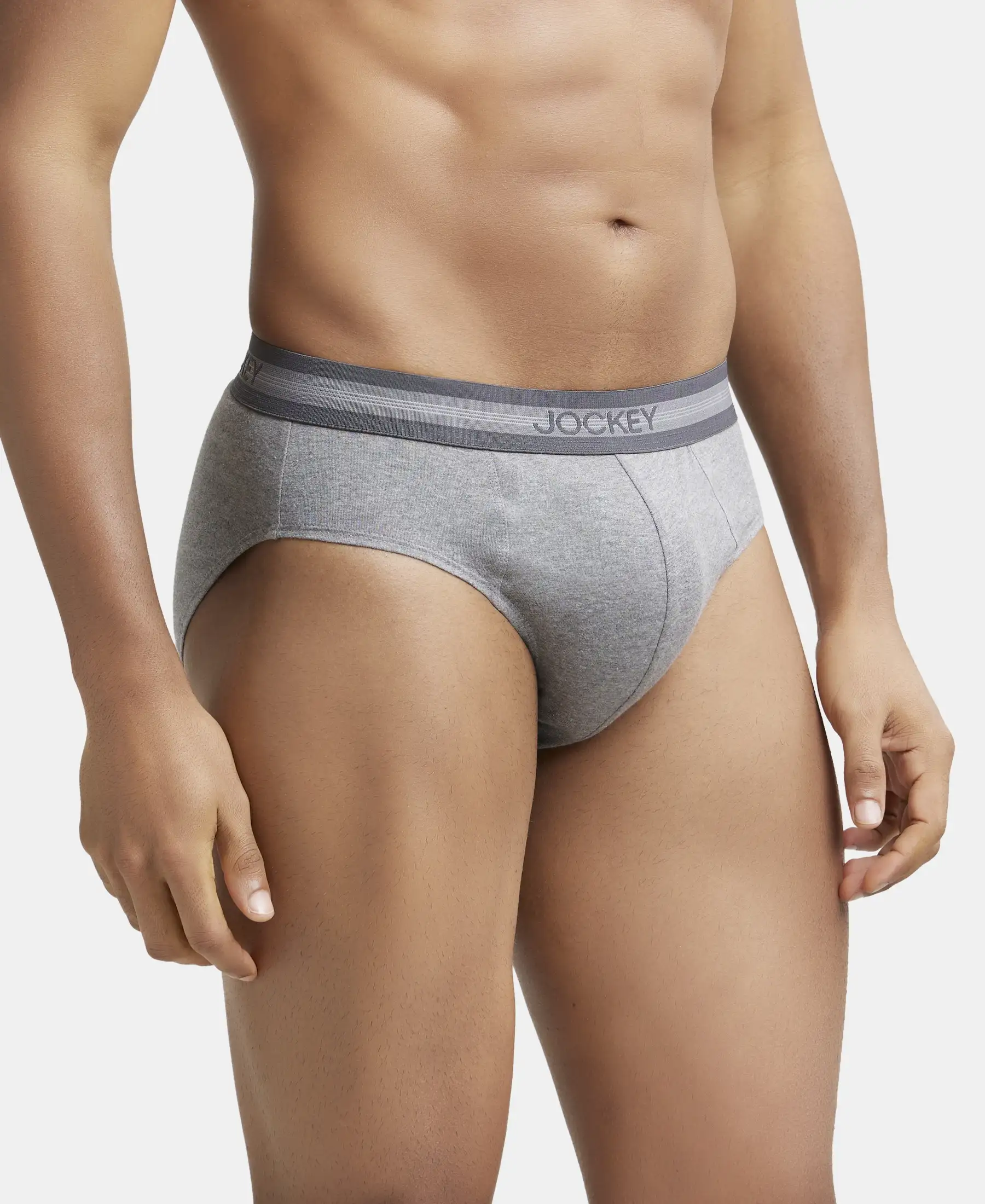Super Combed Cotton Solid Brief with Stay Fresh Treatment - Mid Grey Melange (Pack of 2) - Image 2