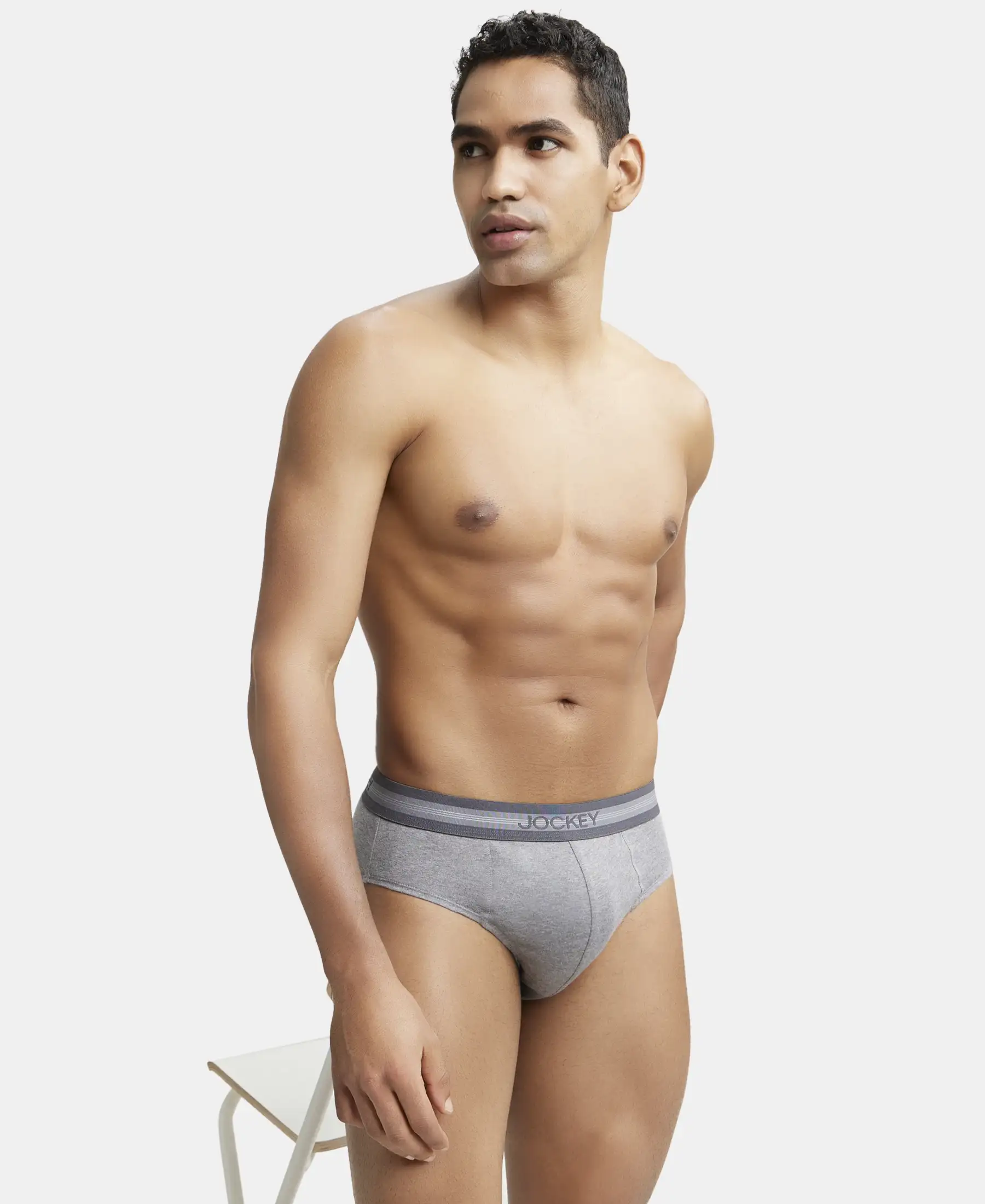 Super Combed Cotton Solid Brief with Stay Fresh Treatment - Mid Grey Melange (Pack of 2) - Image 8