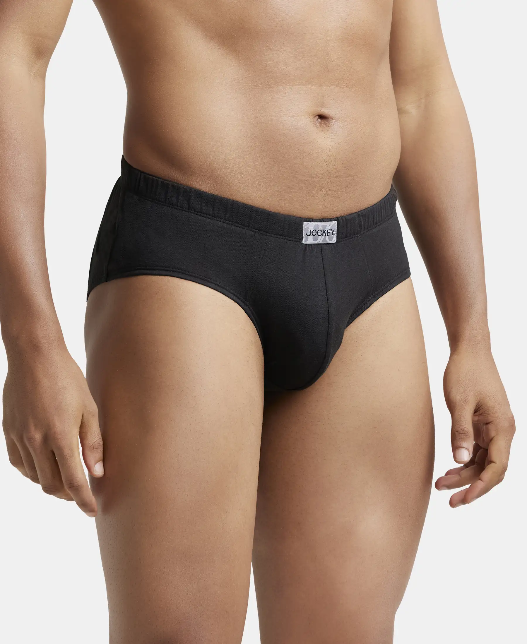 Super Combed Cotton Solid Brief with Ultrasoft Concealed Waistband - Black (Pack of 2) - Image 2
