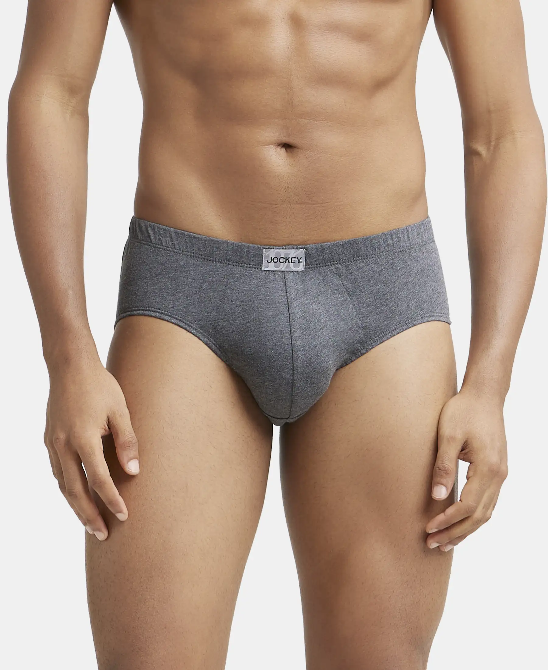 Super Combed Cotton Solid Brief with Ultrasoft Concealed Waistband - Charcoal Melange
