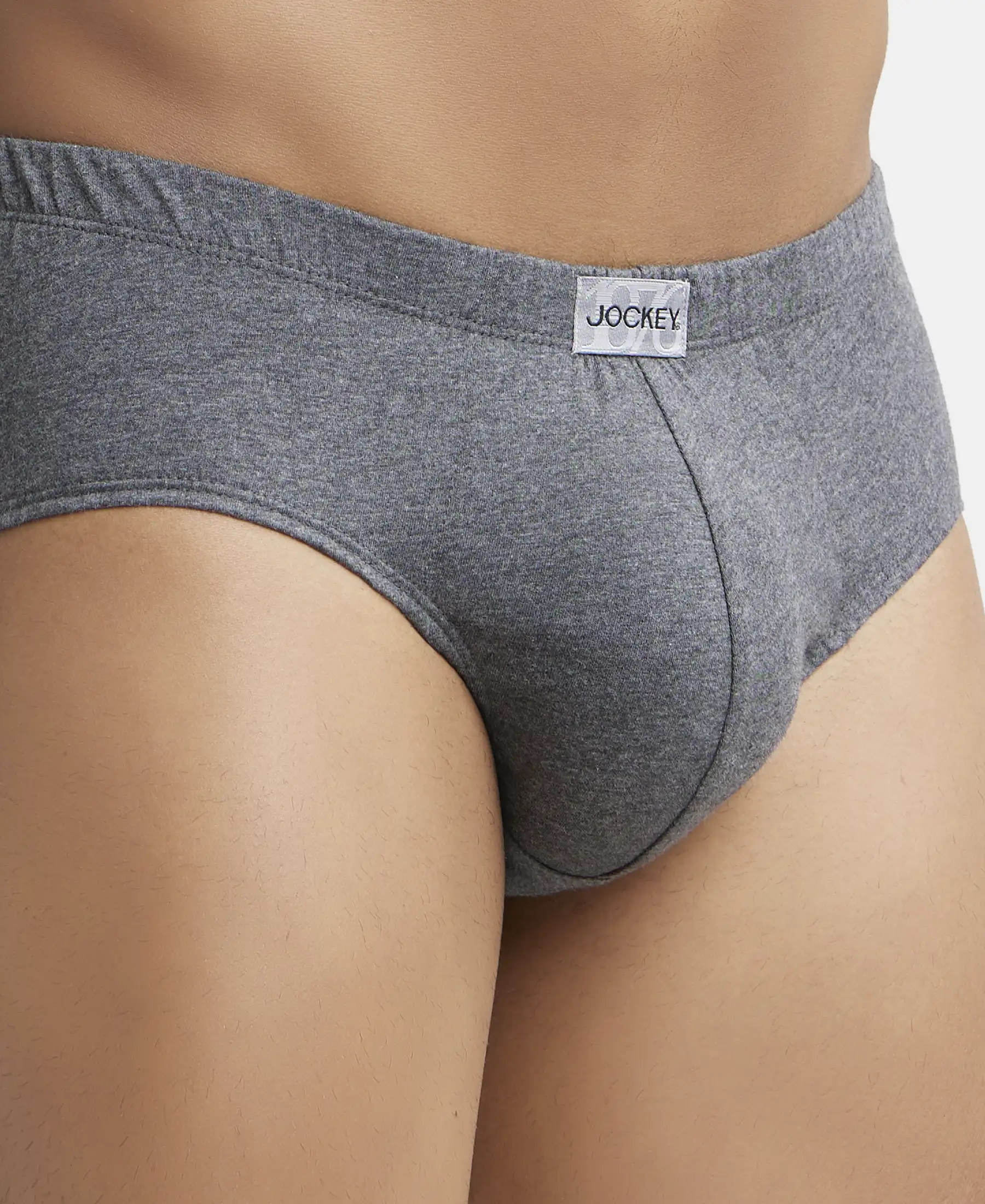 Super Combed Cotton Solid Brief with Ultrasoft Concealed Waistband - Charcoal Melange - Image 6