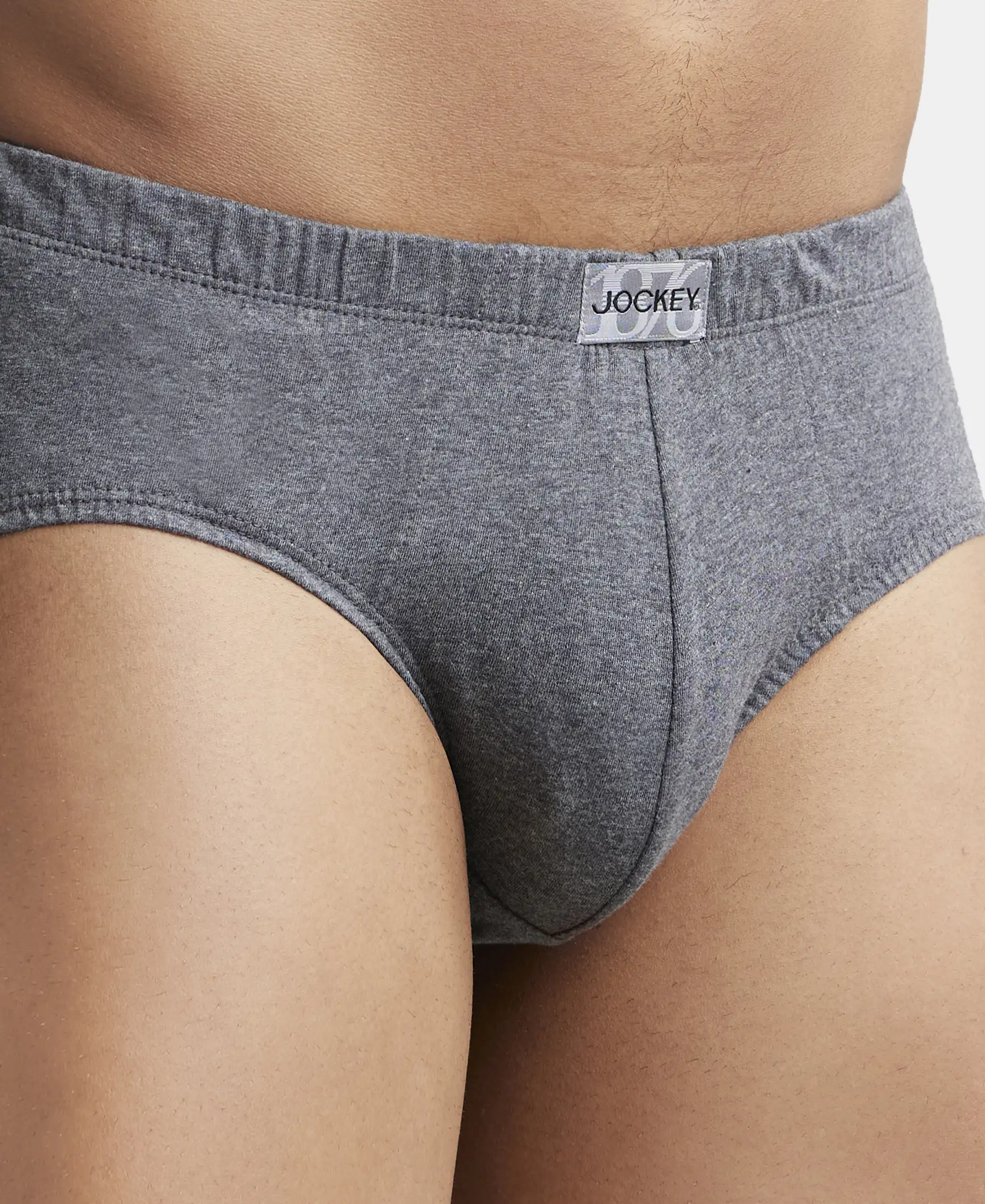 Super Combed Cotton Solid Brief with Ultrasoft Concealed Waistband - Charcoal Melange (Pack of 3) - Image 6