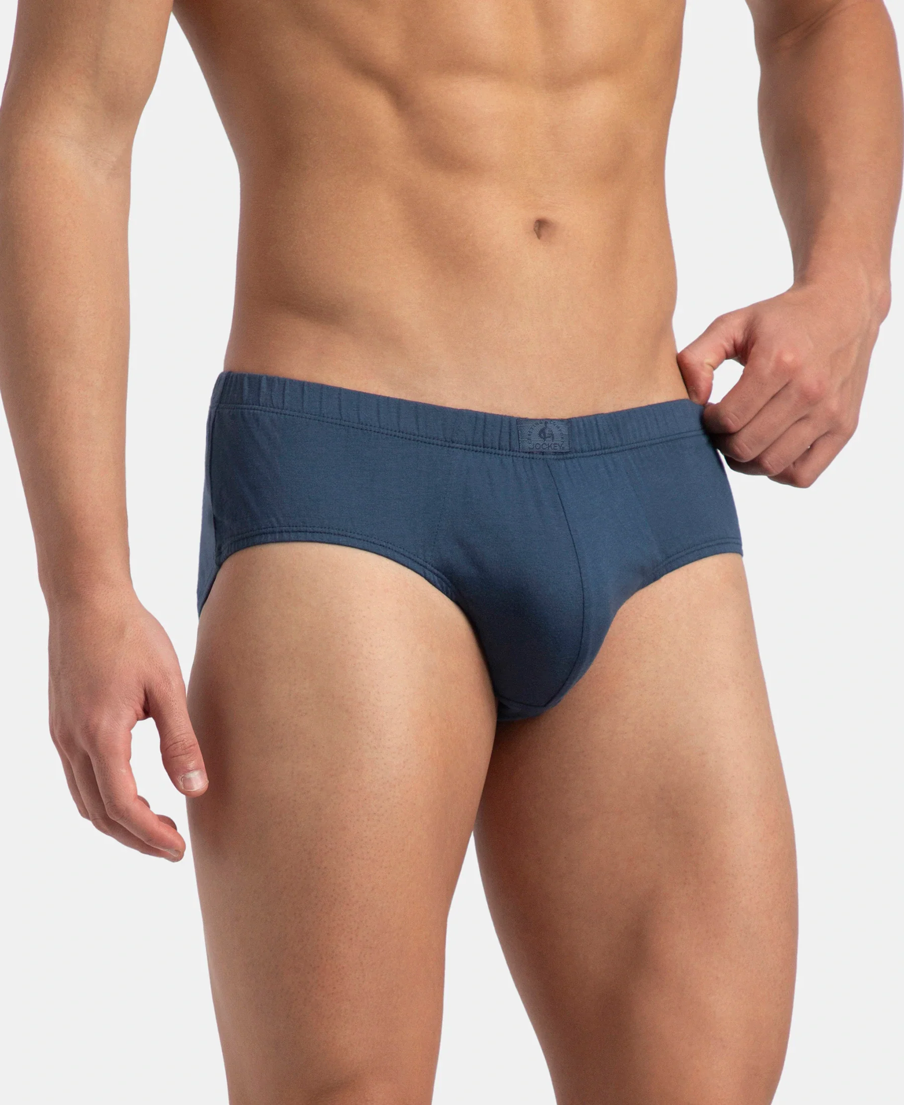 Super Combed Cotton Solid Brief with Ultrasoft Concealed Waistband - Dark Denim (Pack of 3) - Image 3