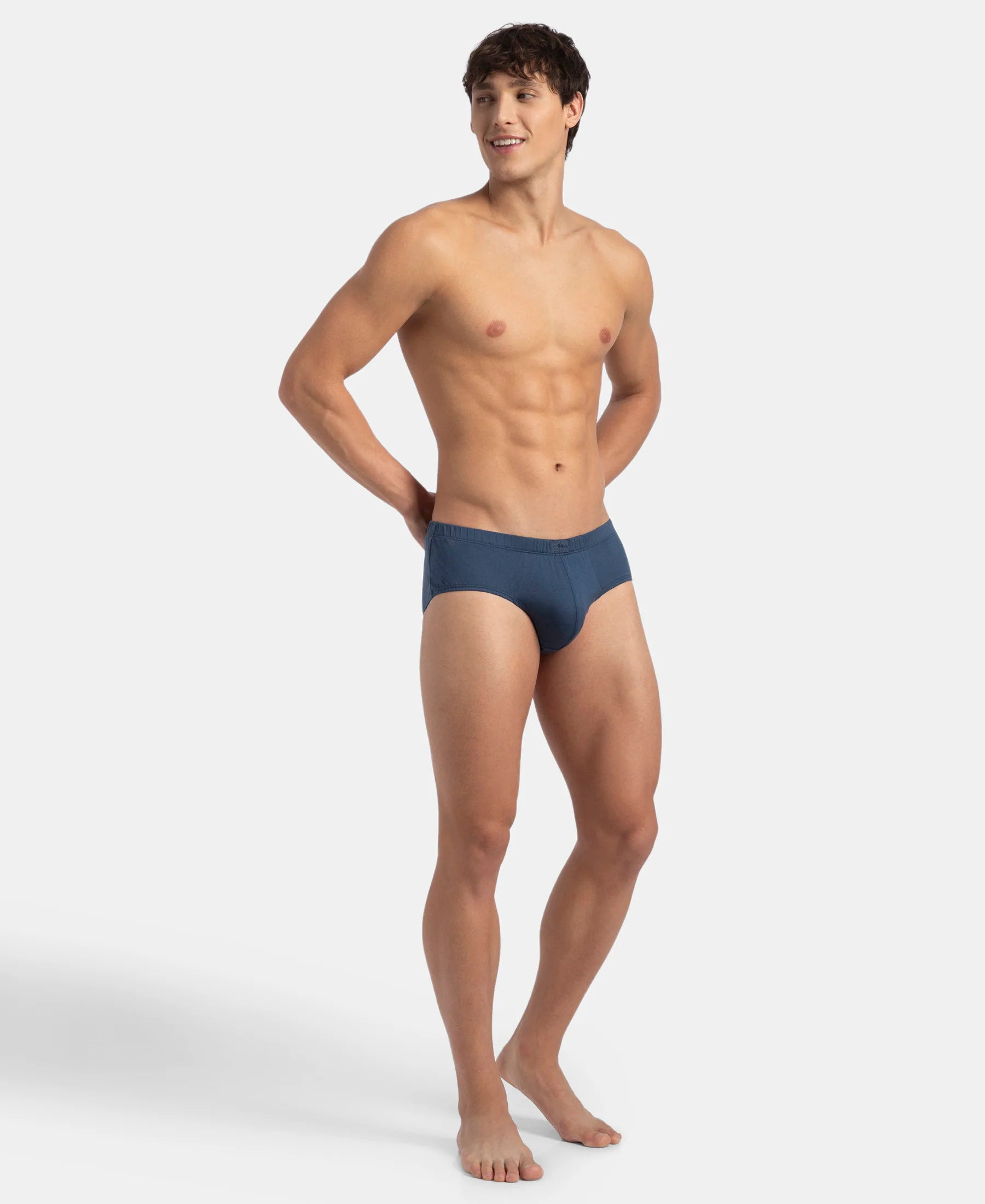Super Combed Cotton Solid Brief with Ultrasoft Concealed Waistband - Dark Denim (Pack of 3) - Image 6
