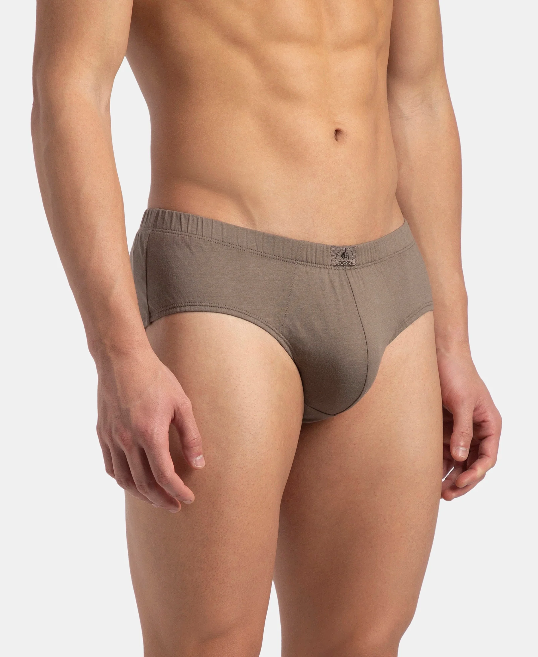 Super Combed Cotton Solid Brief with Ultrasoft Concealed Waistband - Dark Khaki - Image 2