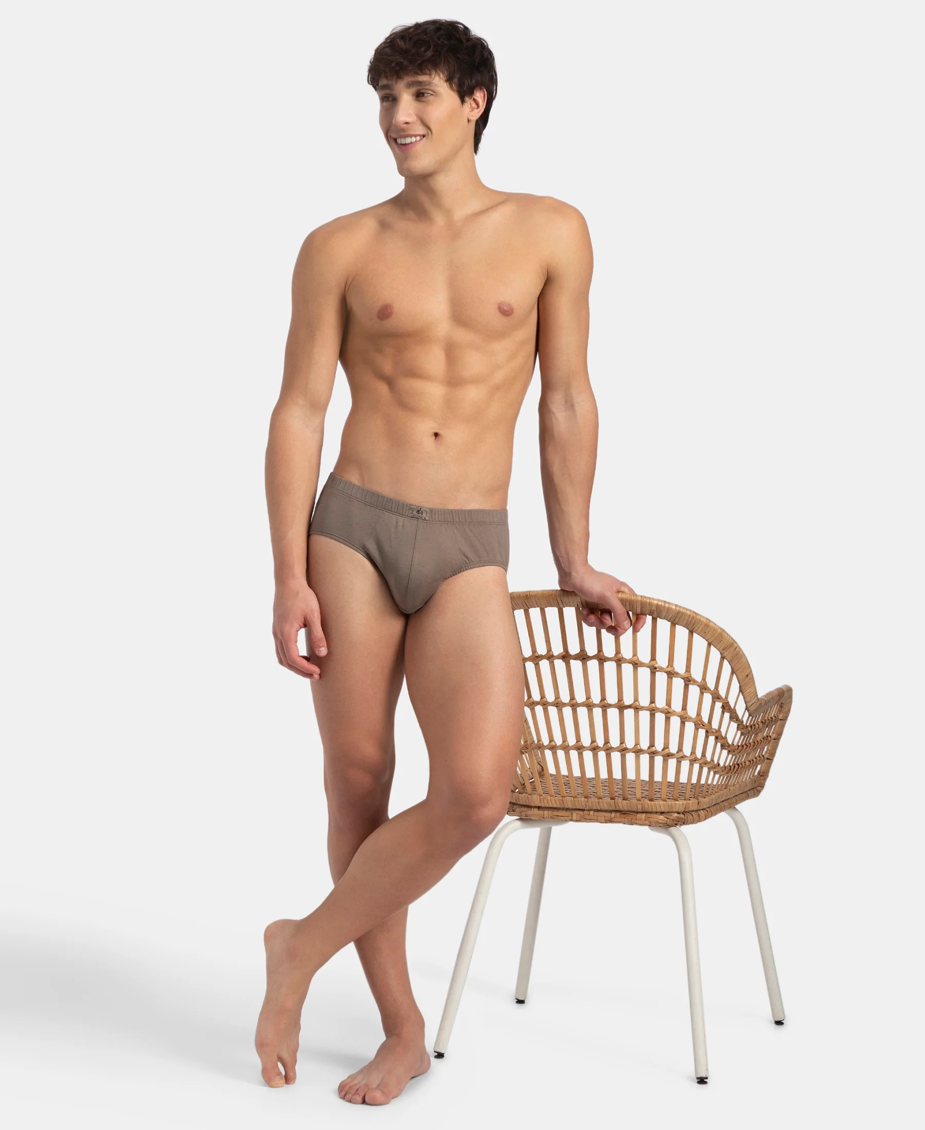 Super Combed Cotton Solid Brief with Ultrasoft Concealed Waistband - Dark Khaki - Image 6