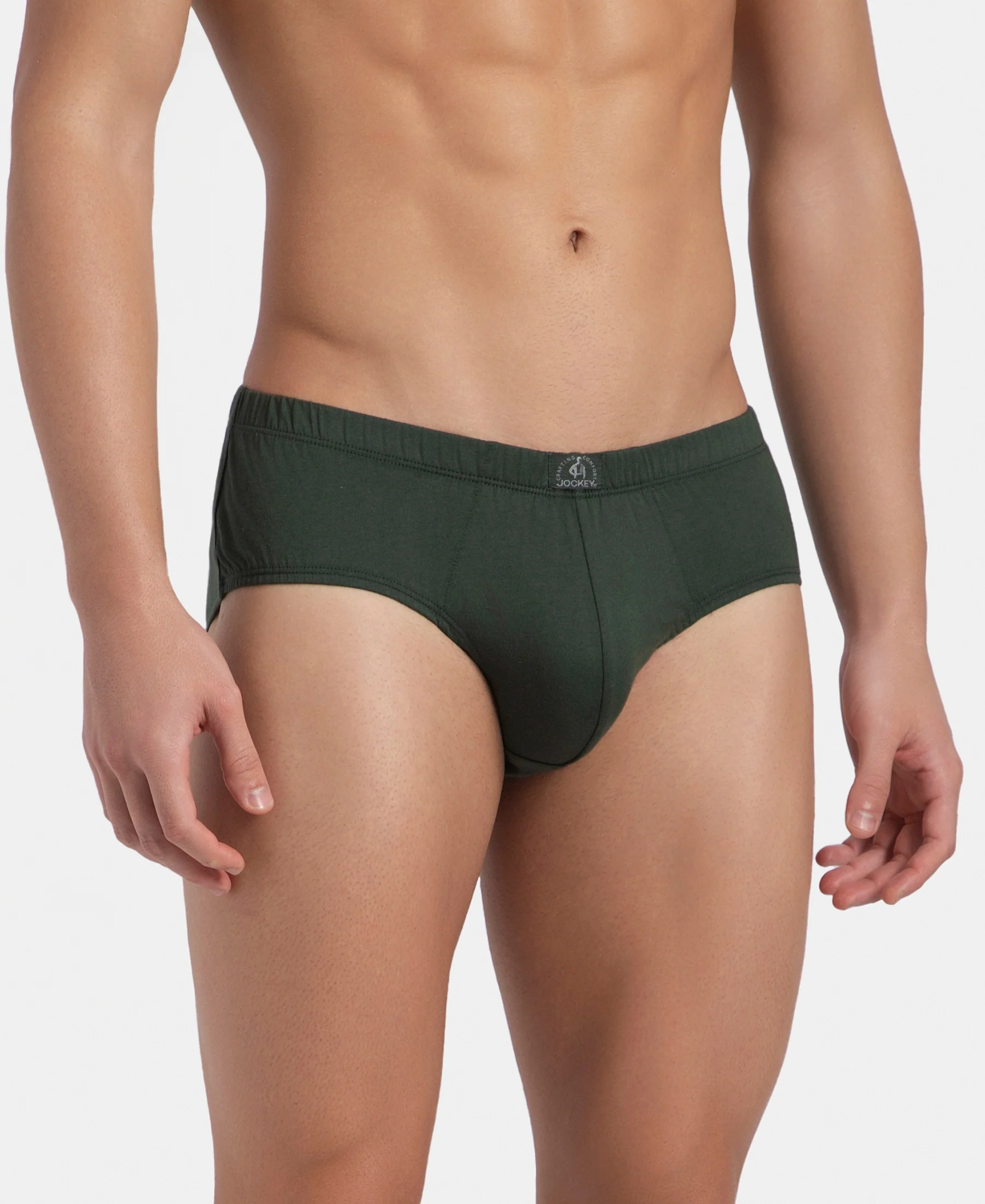 Super Combed Cotton Solid Brief with Ultrasoft Concealed Waistband - Deep Forest (Pack of 3) - Image 3