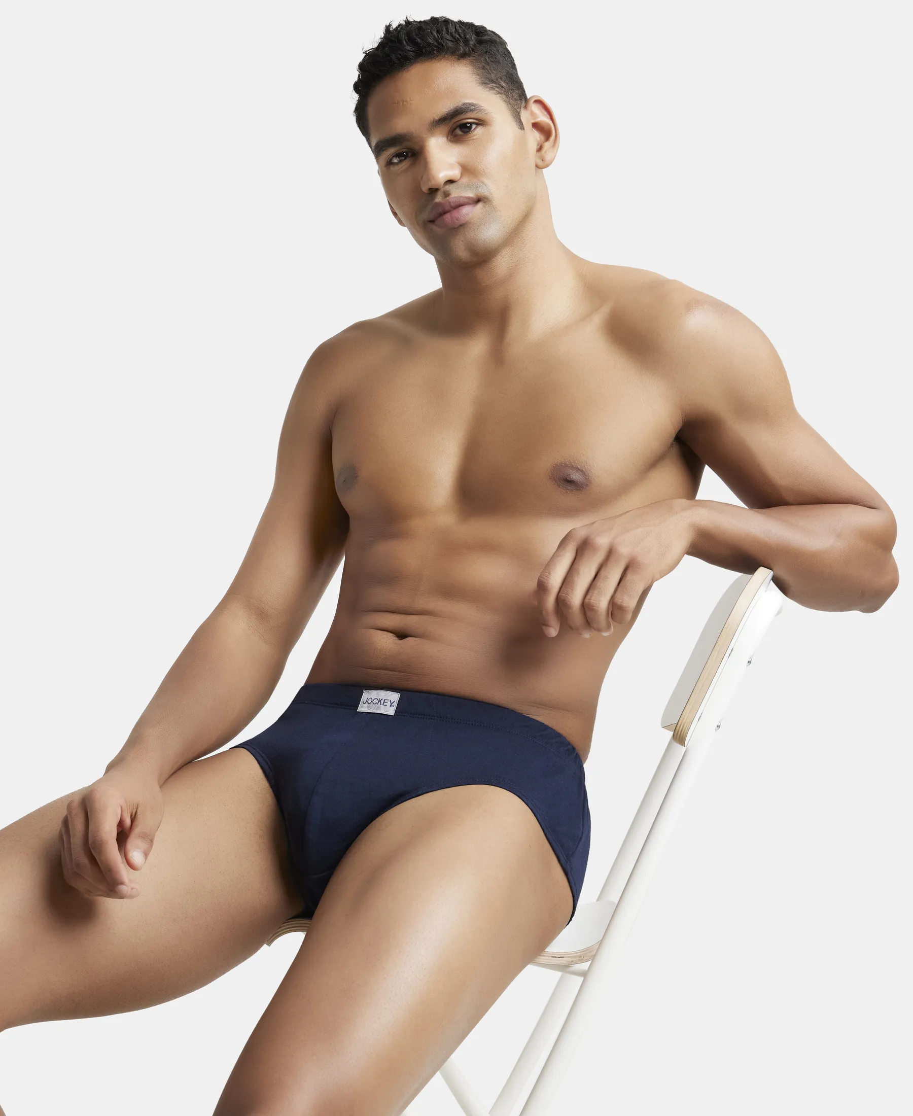 Super Combed Cotton Solid Brief with Ultrasoft Concealed Waistband - Deep Navy - Image 5