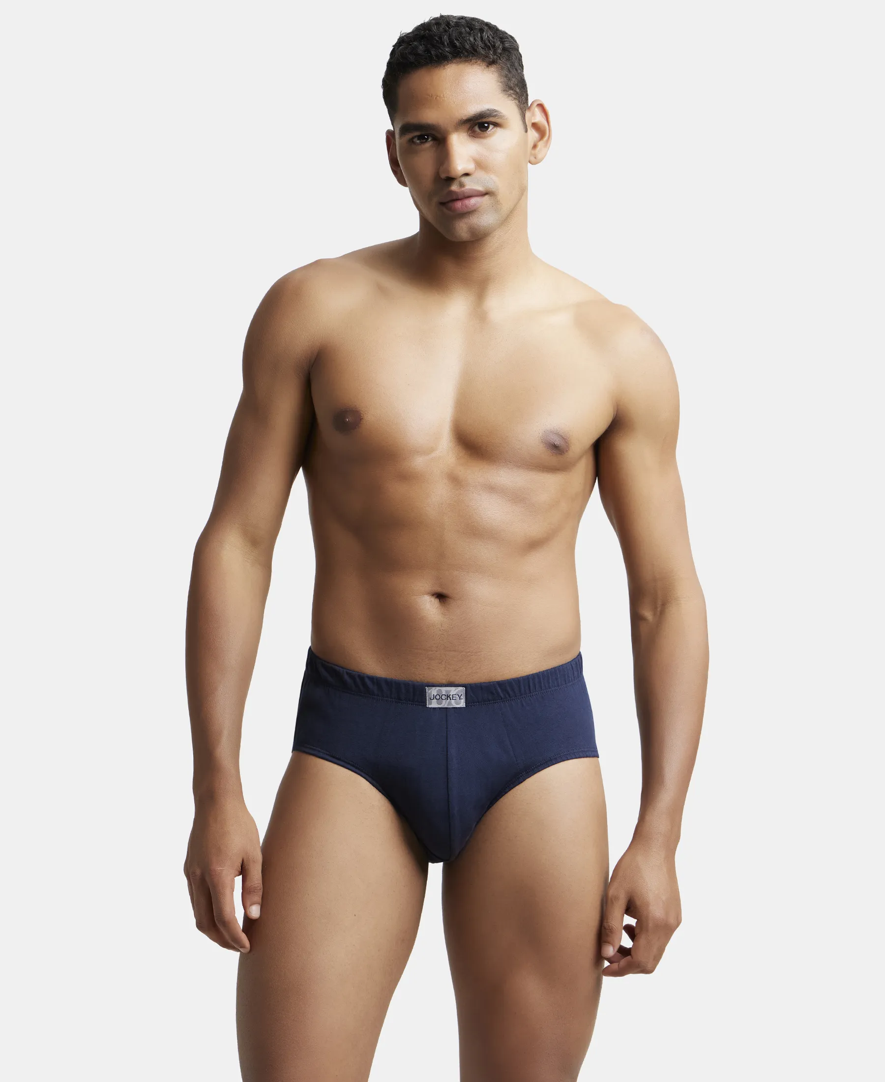 Super Combed Cotton Solid Brief with Ultrasoft Concealed Waistband - Deep Navy - Image 6