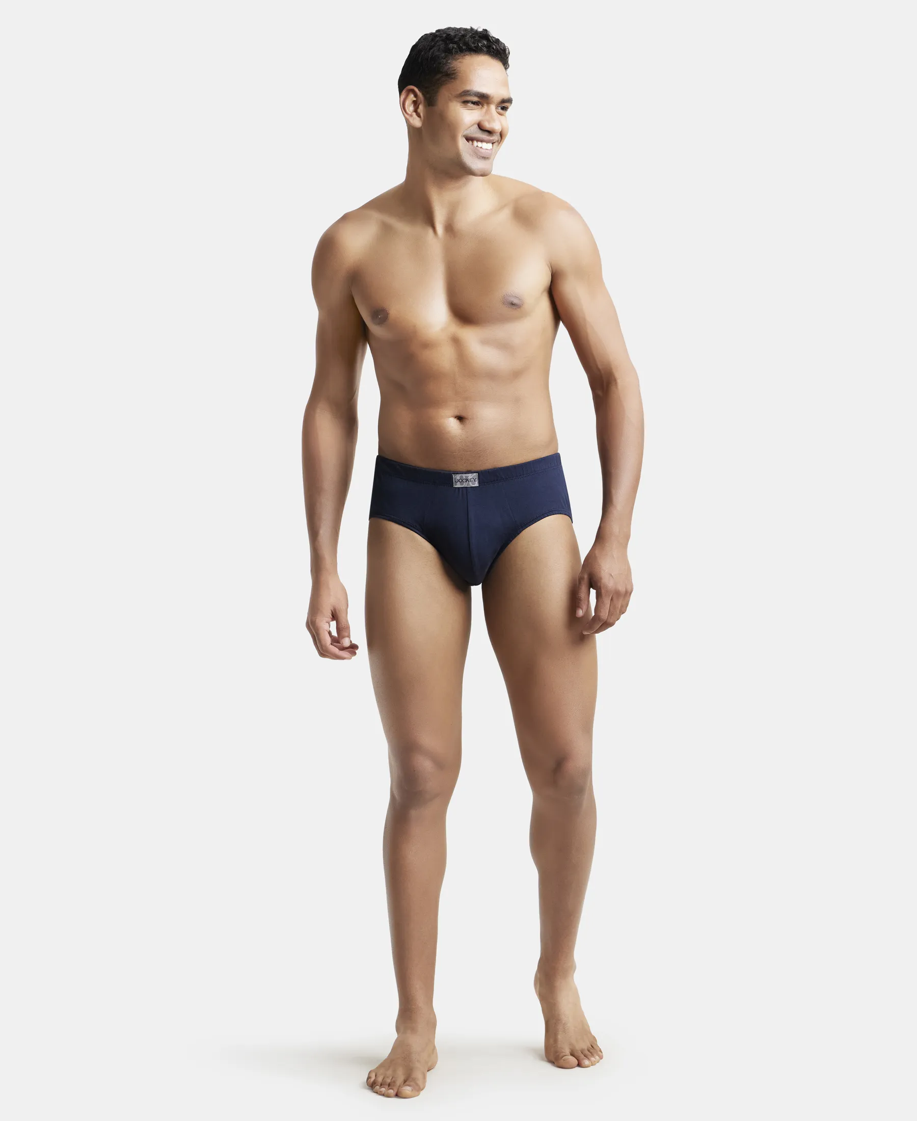 Super Combed Cotton Solid Brief with Ultrasoft Concealed Waistband - Deep Navy (Pack of 2) - Image 4