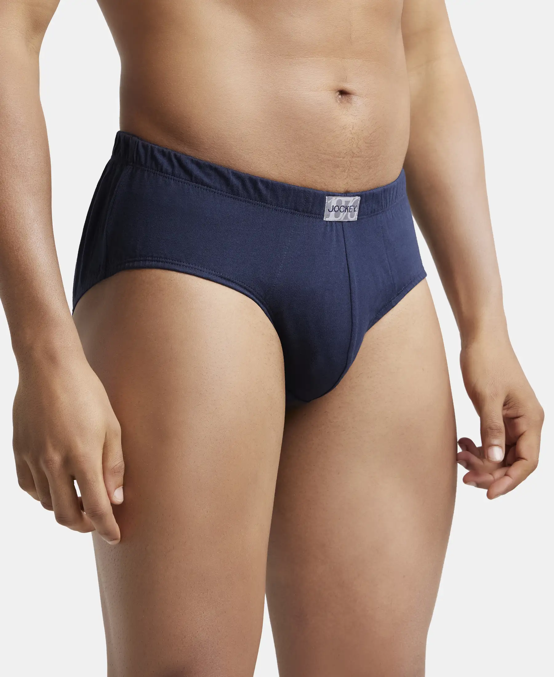 Super Combed Cotton Solid Brief with Ultrasoft Concealed Waistband - Deep Navy (Pack of 3) - Image 2