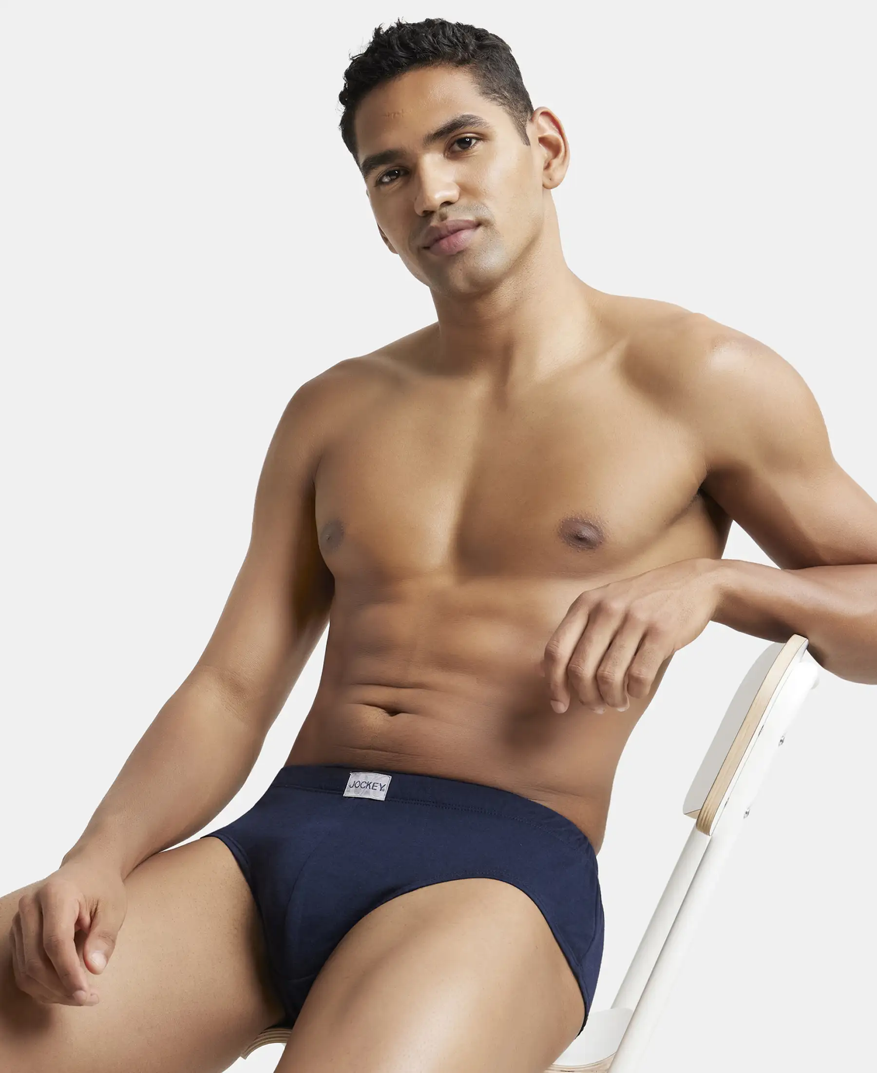 Super Combed Cotton Solid Brief with Ultrasoft Concealed Waistband - Deep Navy (Pack of 3) - Image 8