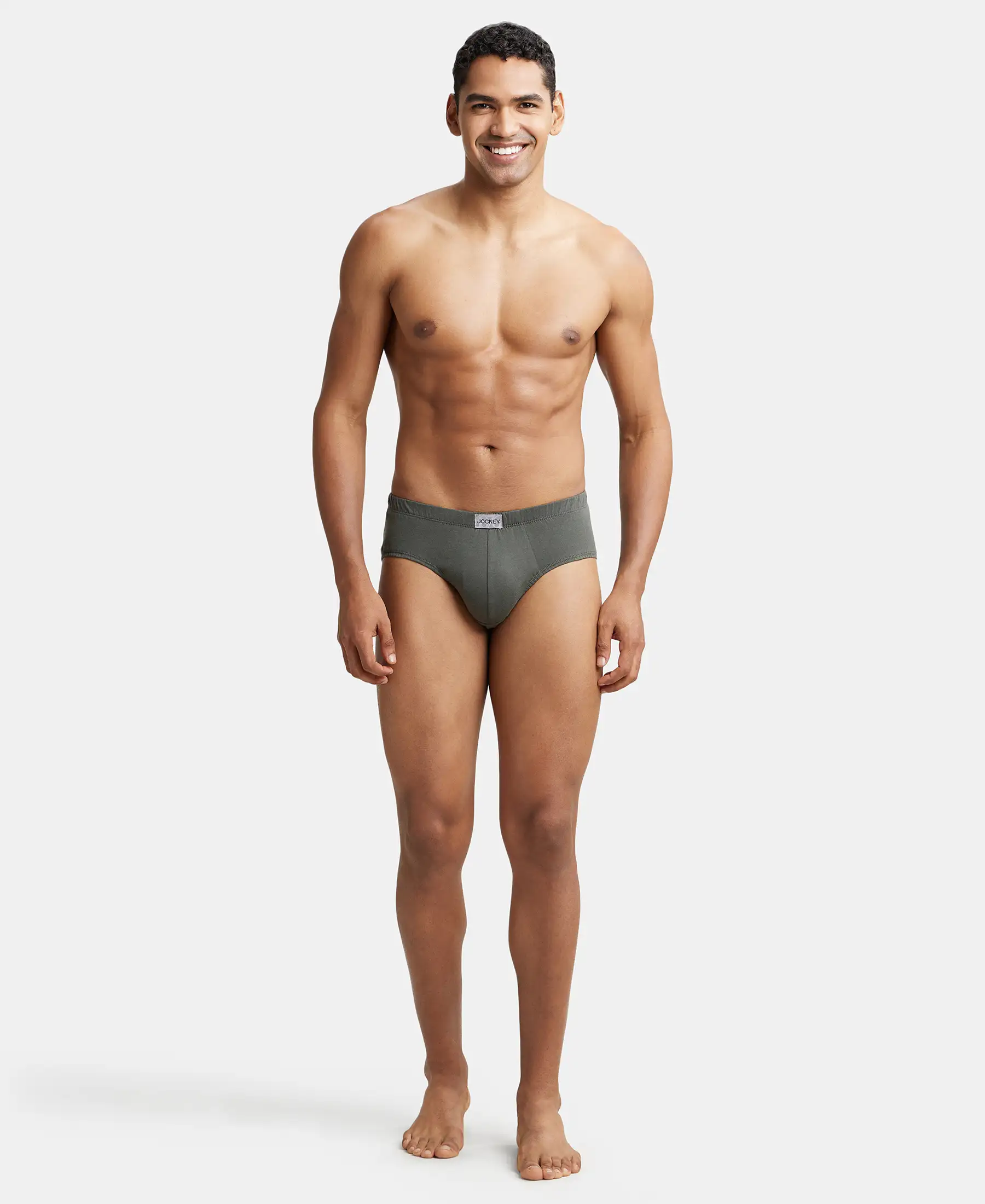 Super Combed Cotton Solid Brief with Ultrasoft Concealed Waistband - Deep Olive - Image 4