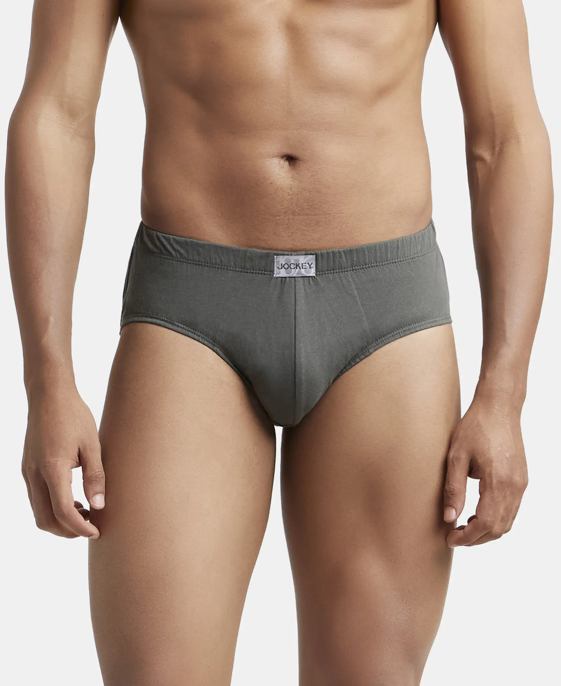 Super Combed Cotton Solid Brief with Ultrasoft Concealed Waistband - Deep Olive (Pack of 3) - Image 7