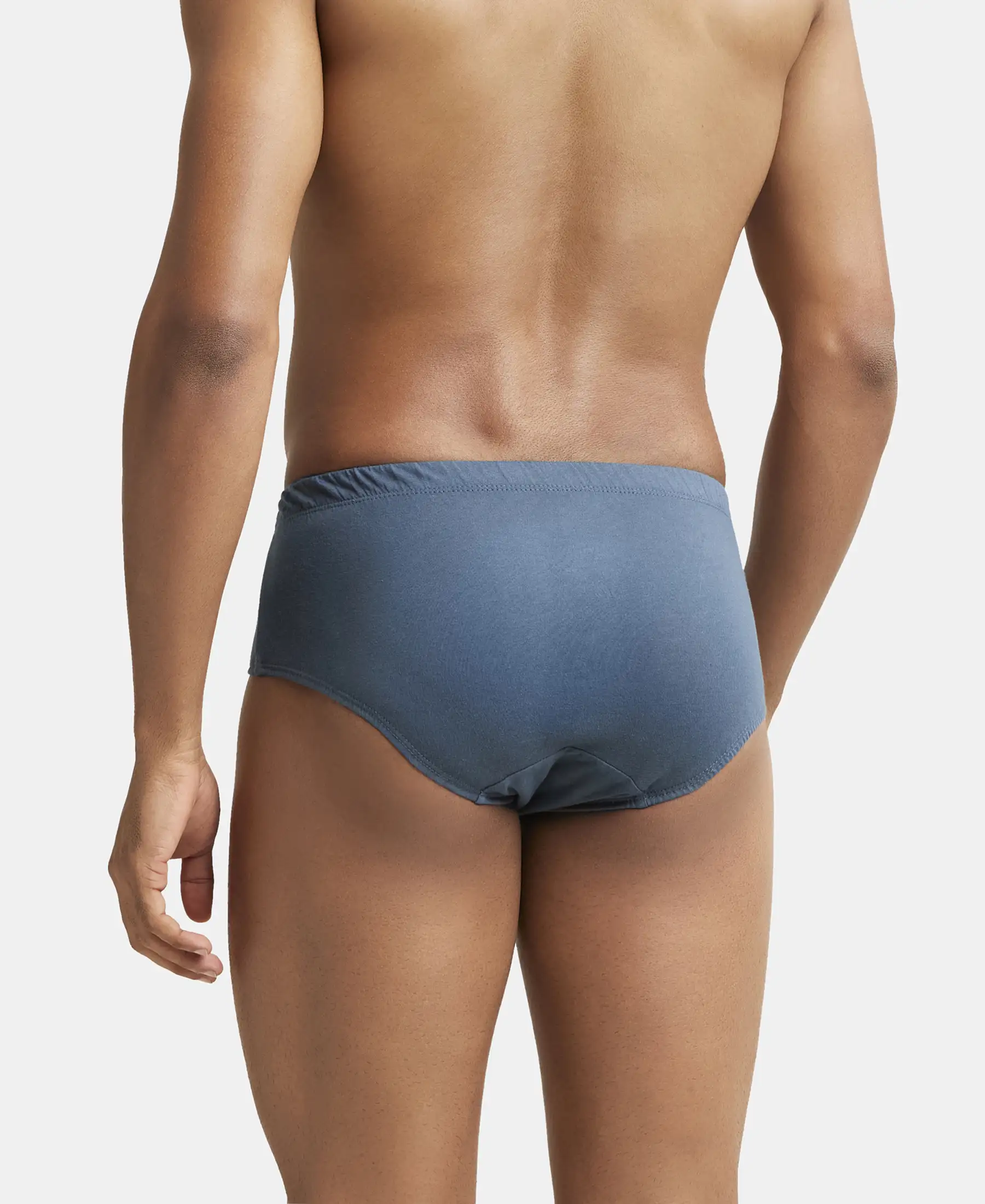 Super Combed Cotton Solid Brief with Ultrasoft Concealed Waistband - Deep Slate (Pack of 2) - Image 3