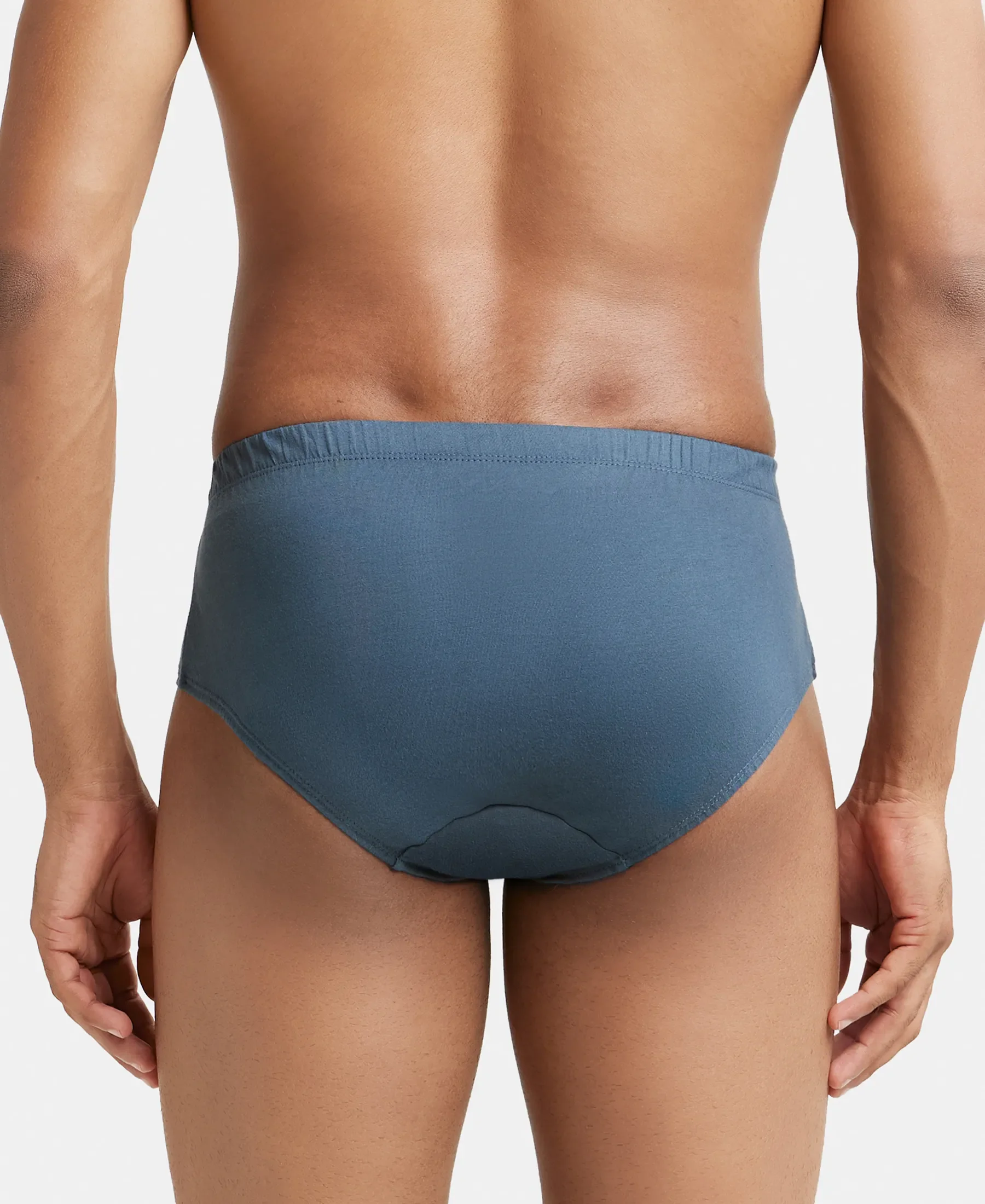 Super Combed Cotton Solid Brief with Ultrasoft Concealed Waistband - Deep Slate (Pack of 3) - Image 3