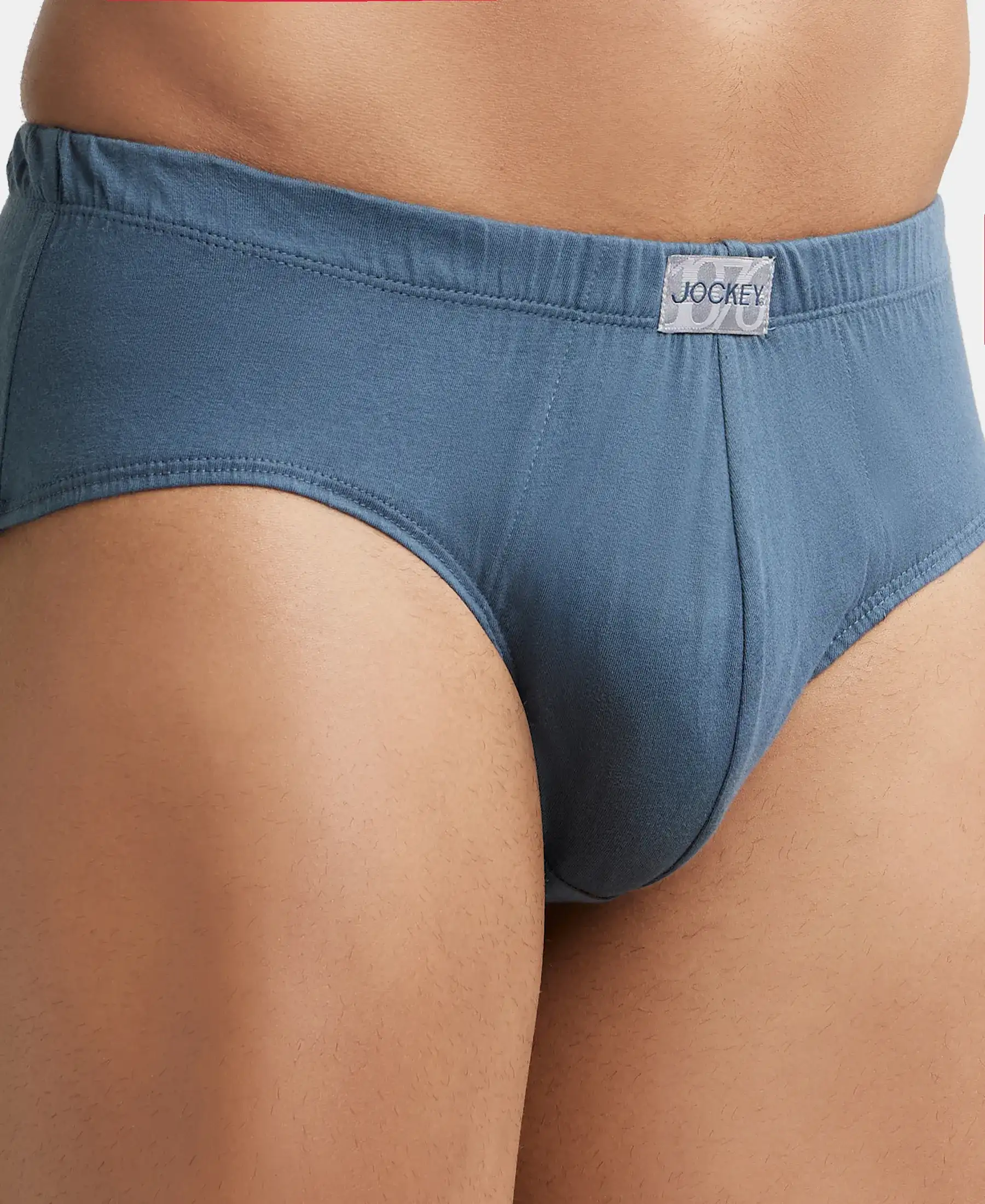 Super Combed Cotton Solid Brief with Ultrasoft Concealed Waistband - Deep Slate (Pack of 3) - Image 6