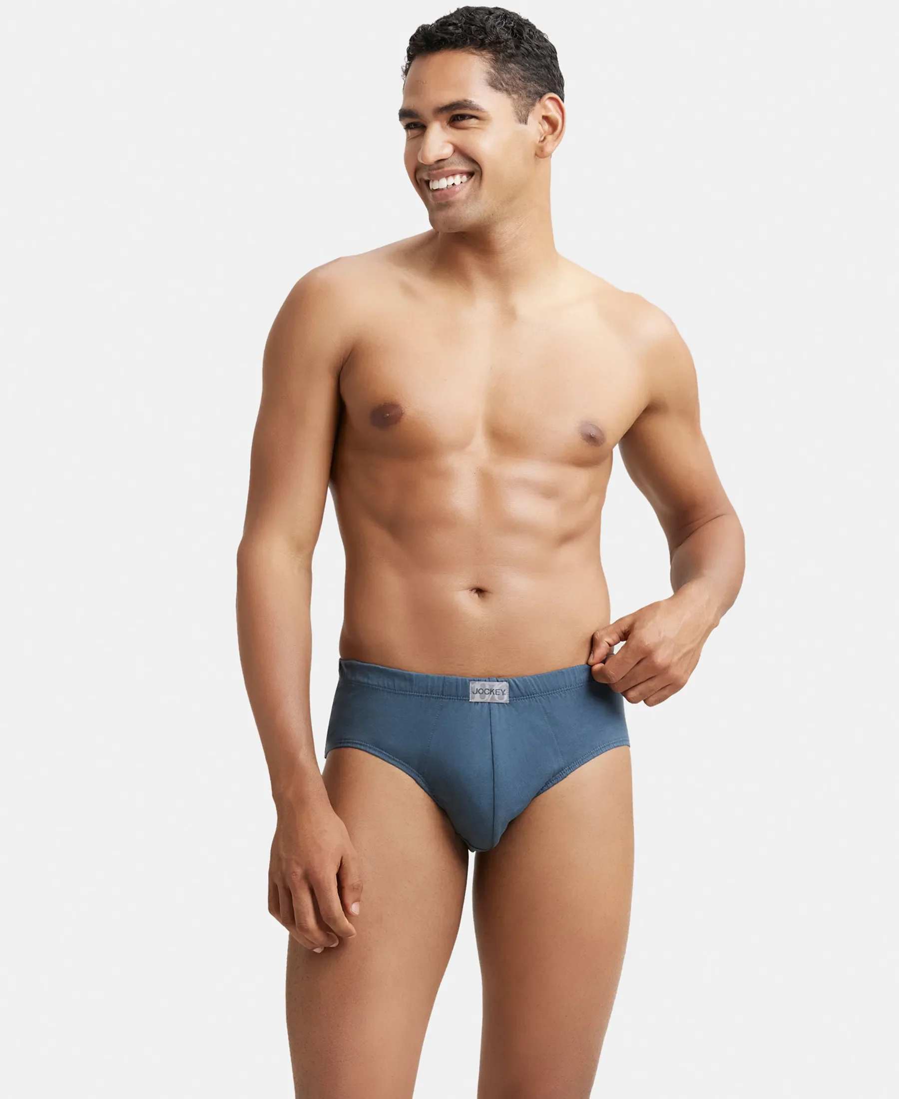 Super Combed Cotton Solid Brief with Ultrasoft Concealed Waistband - Deep Slate (Pack of 3) - Image 9