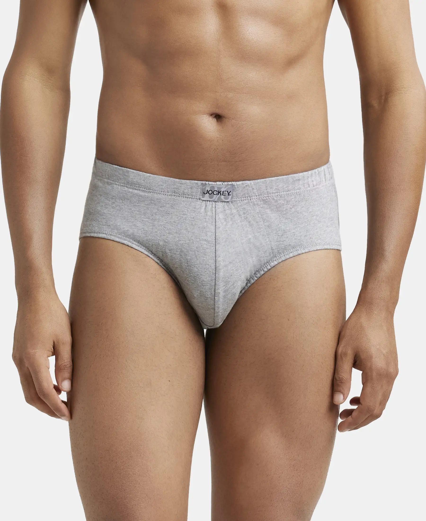 Super Combed Cotton Solid Brief with Ultrasoft Concealed Waistband - Grey Melange