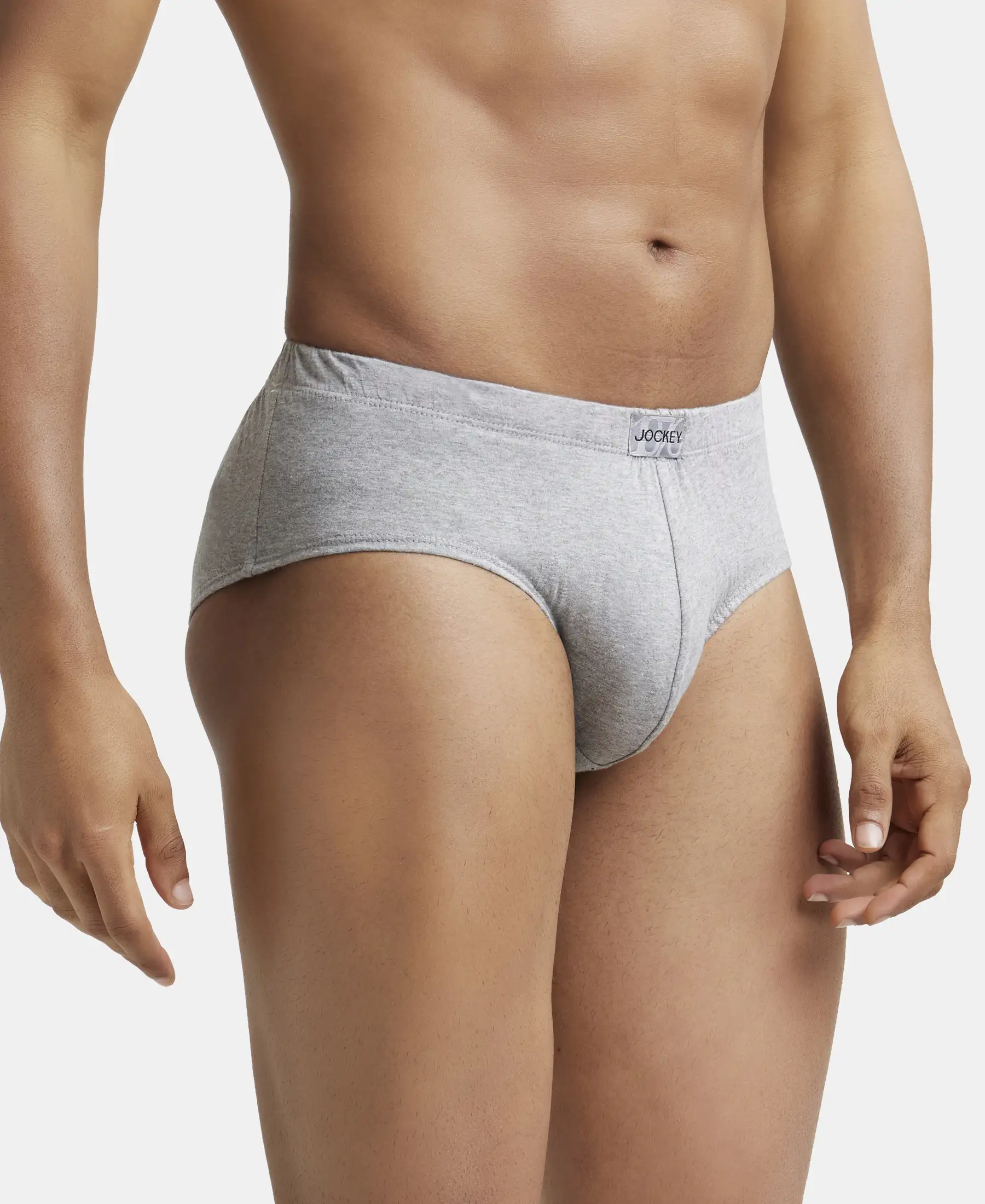 Super Combed Cotton Solid Brief with Ultrasoft Concealed Waistband - Grey Melange - Image 2