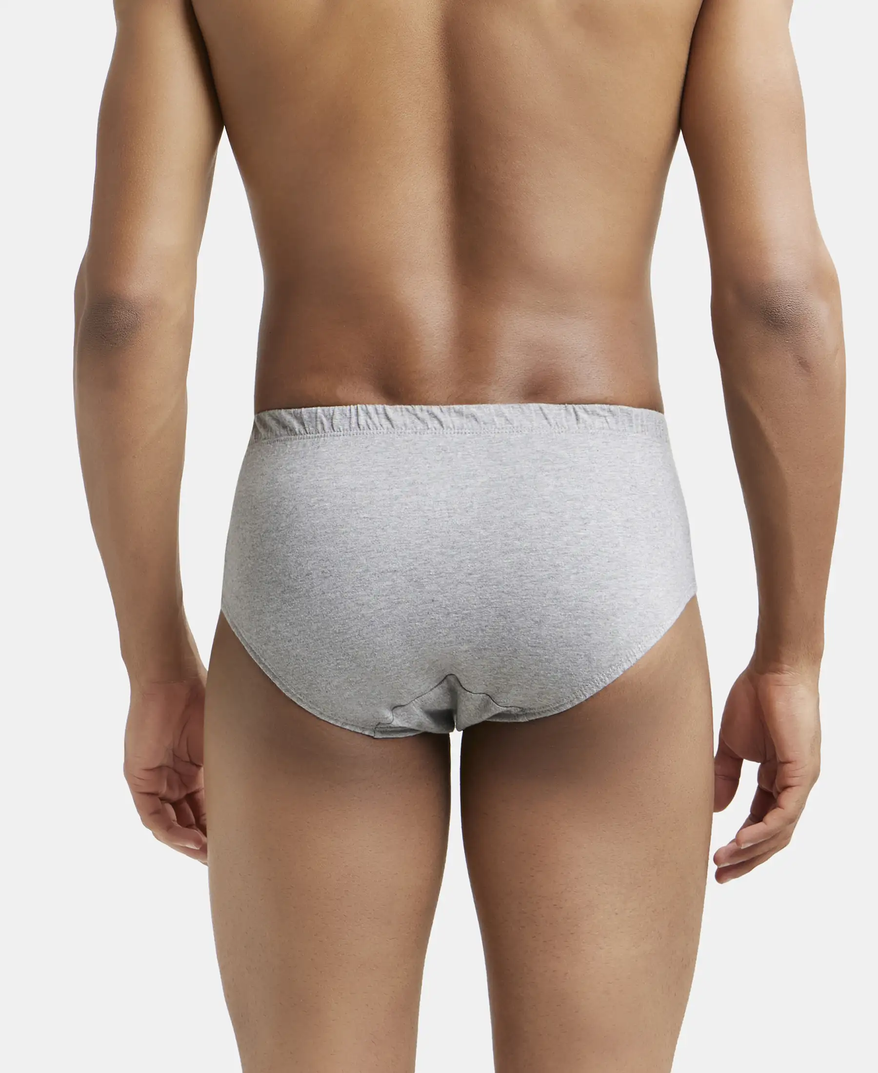 Super Combed Cotton Solid Brief with Ultrasoft Concealed Waistband - Grey Melange - Image 3