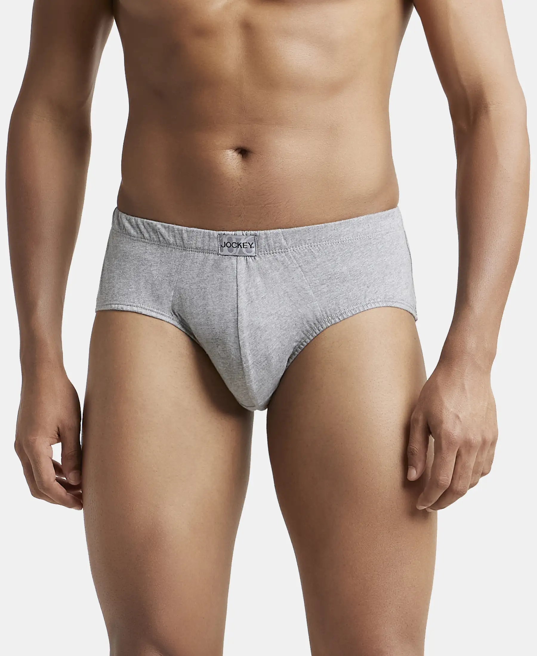 Super Combed Cotton Solid Brief with Ultrasoft Concealed Waistband - Grey Melange (Pack of 3) - Image 7