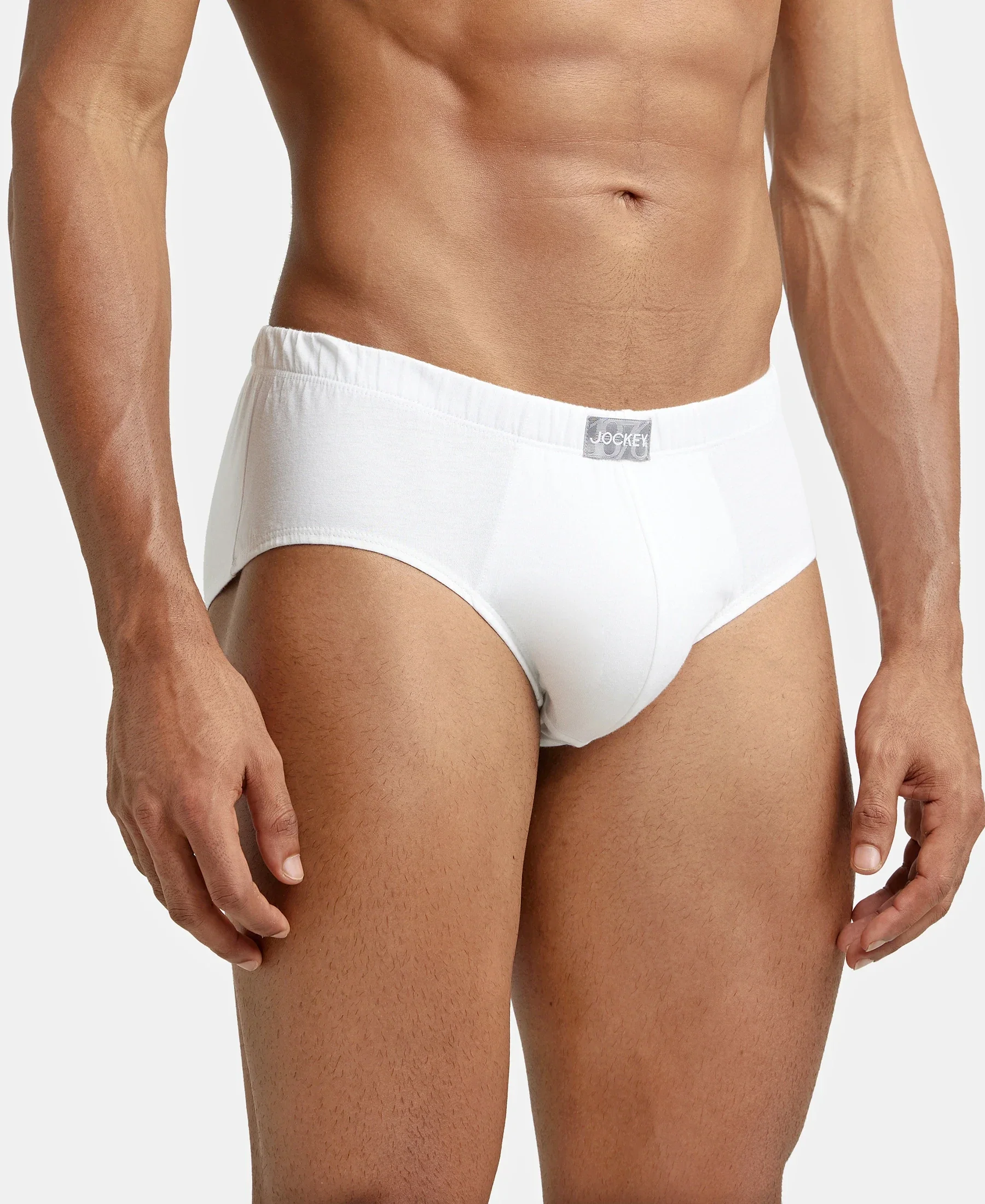 Super Combed Cotton Solid Brief with Ultrasoft Concealed Waistband - White (Pack of 3) - Image 2