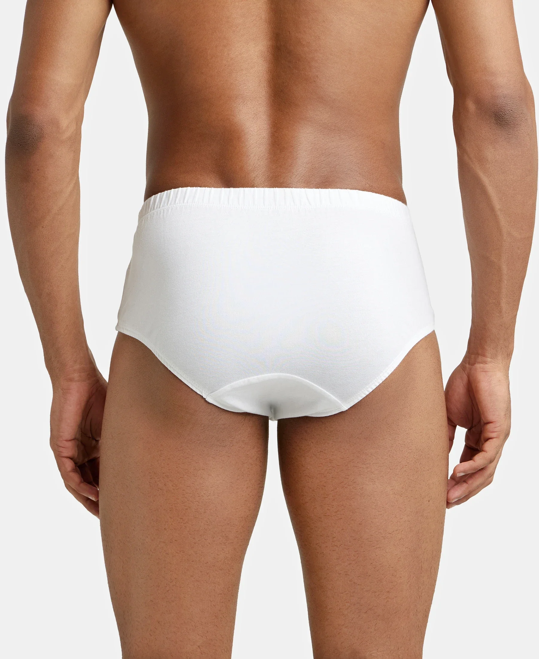 Super Combed Cotton Solid Brief with Ultrasoft Concealed Waistband - White (Pack of 3) - Image 3