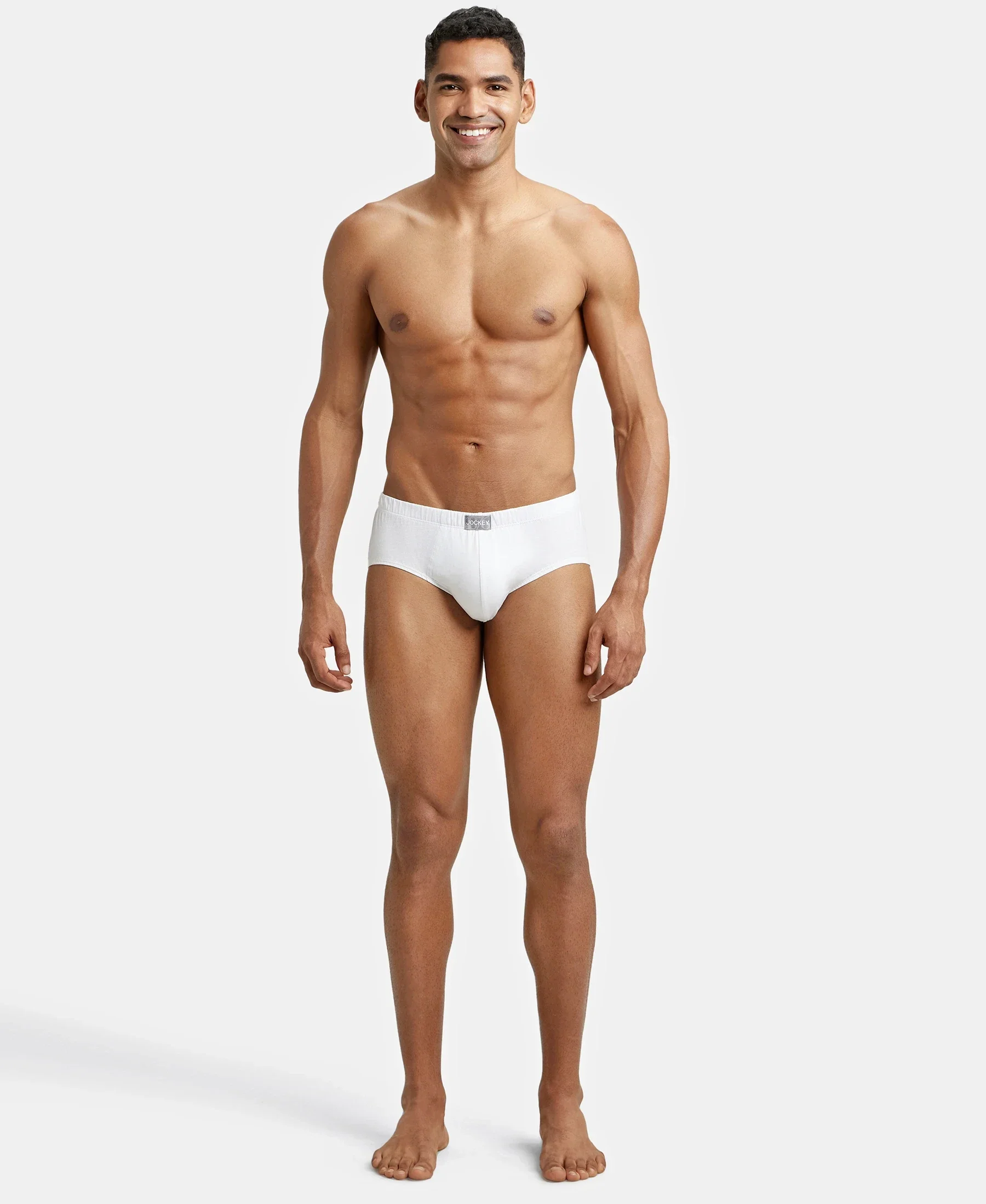 Super Combed Cotton Solid Brief with Ultrasoft Concealed Waistband - White (Pack of 3) - Image 4
