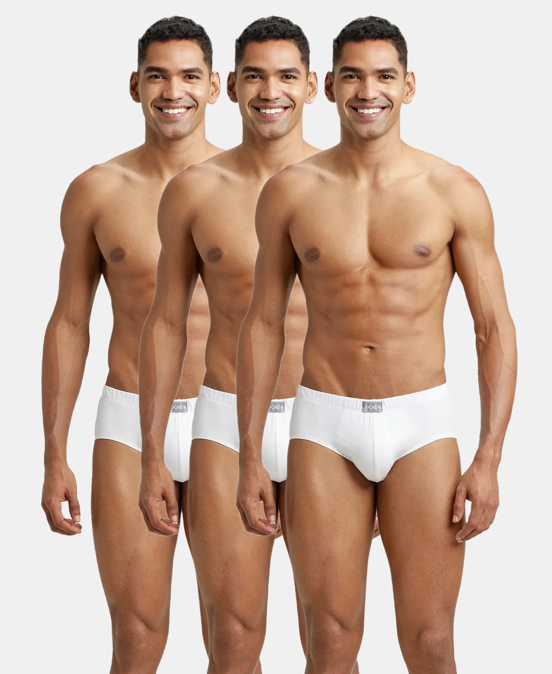 Super Combed Cotton Solid Brief with Ultrasoft Concealed Waistband - White (Pack of 3) - Image 5