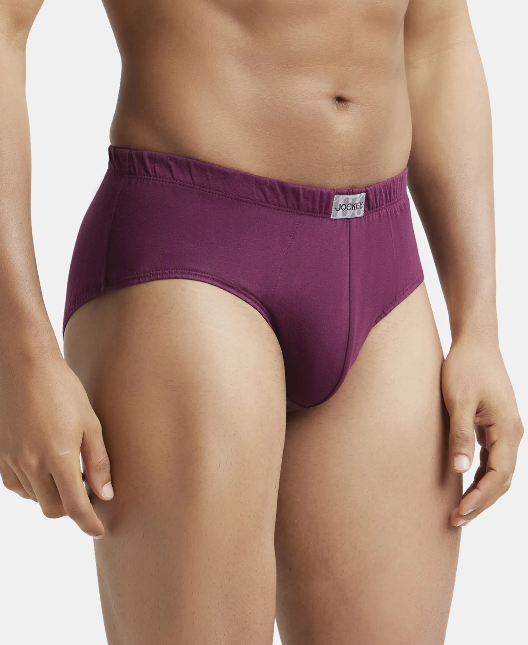 Super Combed Cotton Solid Brief with Ultrasoft Concealed Waistband - Wine Tasting (Pack of 2) - Image 2