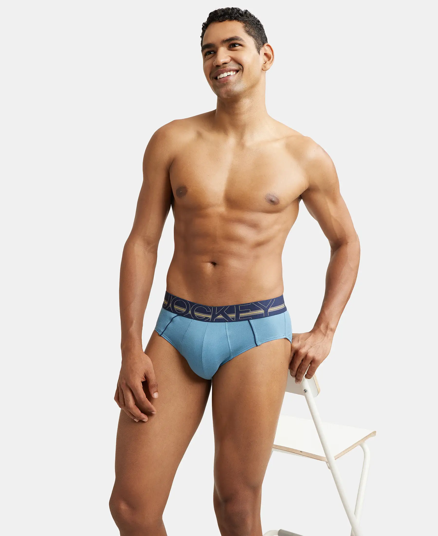 Super Combed Cotton Solid Brief with Ultrasoft Waistband - Aegean Blue (Pack of 2) - Image 9