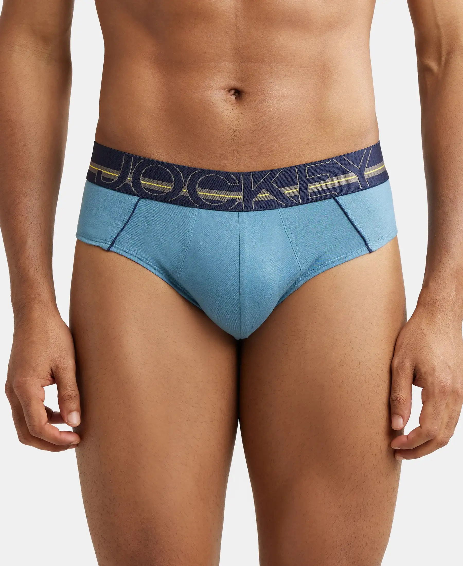 Super Combed Cotton Solid Brief with Ultrasoft Waistband - Aegean Blue