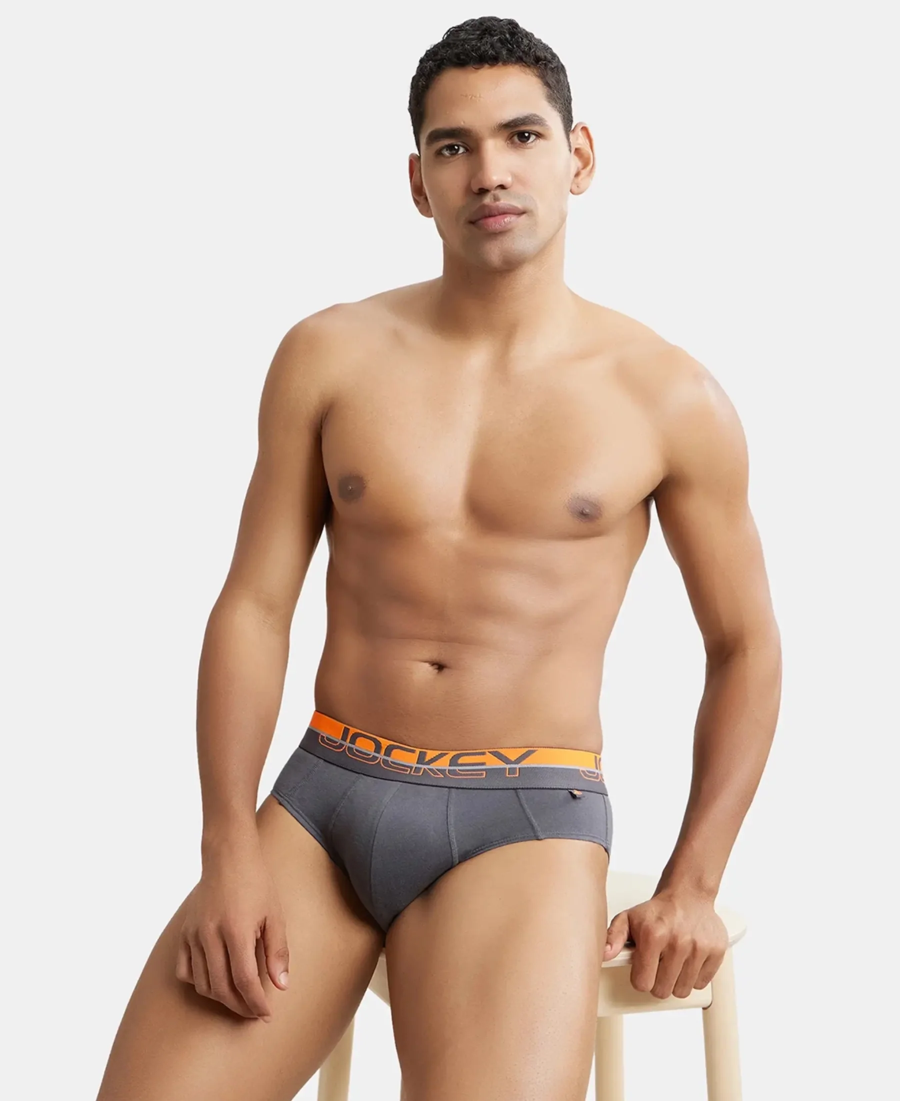 Super Combed Cotton Solid Brief with Ultrasoft Waistband - Asphalt (Pack of 2) - Image 14