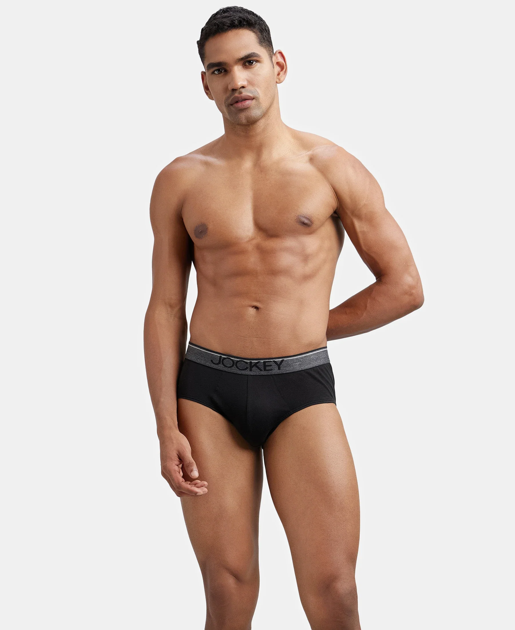Super Combed Cotton Solid Brief with Ultrasoft Waistband - Black - Image 5