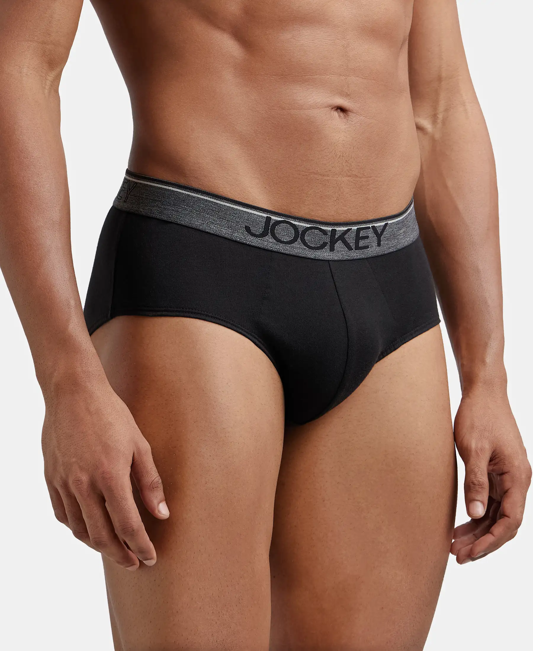 Super Combed Cotton Solid Brief with Ultrasoft Waistband - Black (Pack of 2) - Image 2