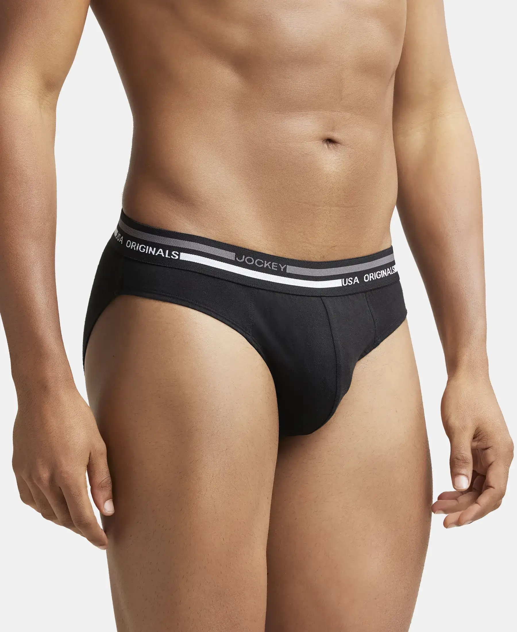 Super Combed Cotton Solid Brief with Ultrasoft Waistband - Black (Pack of 2) - Image 2