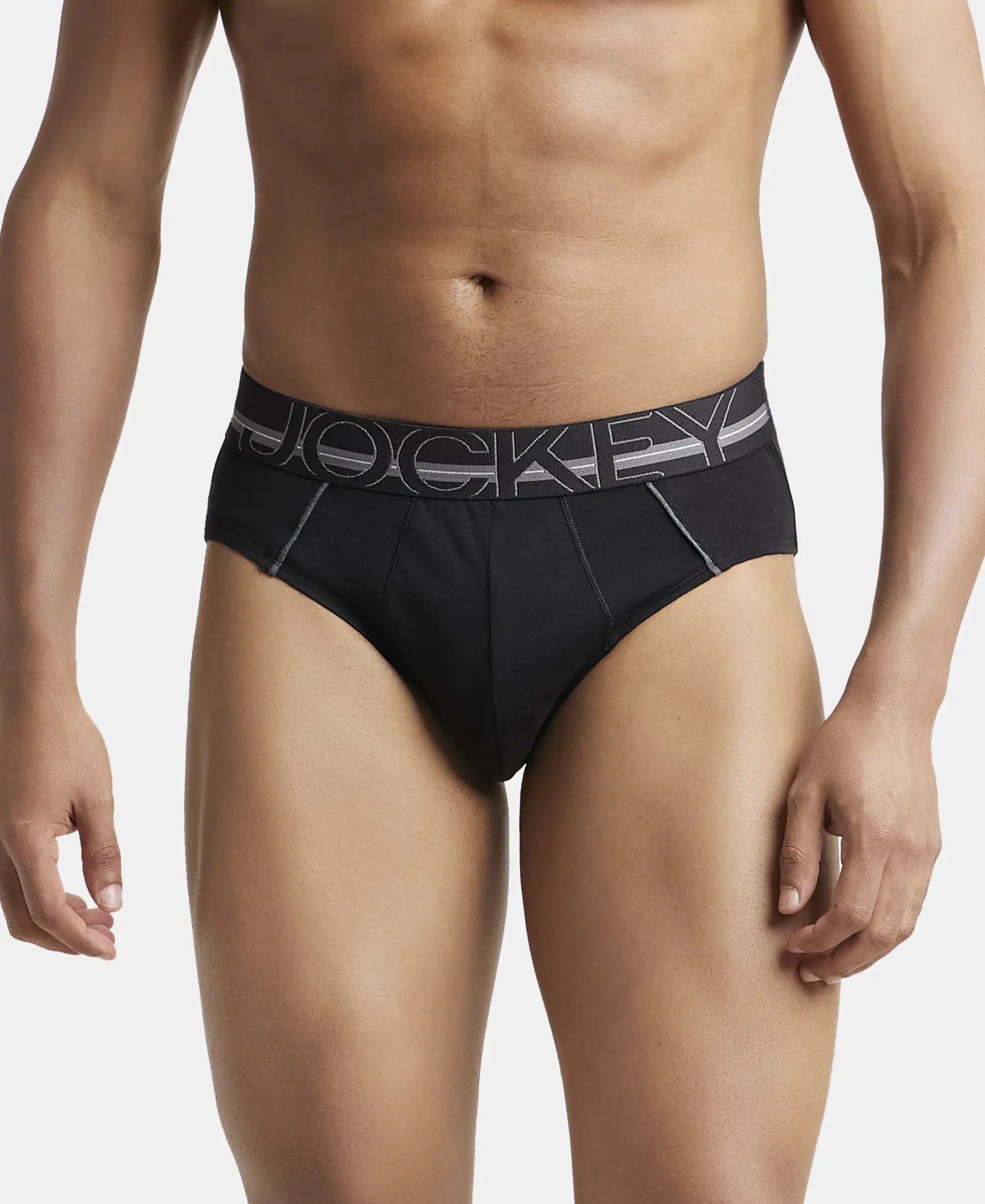 Super Combed Cotton Solid Brief with Ultrasoft Waistband - Black
